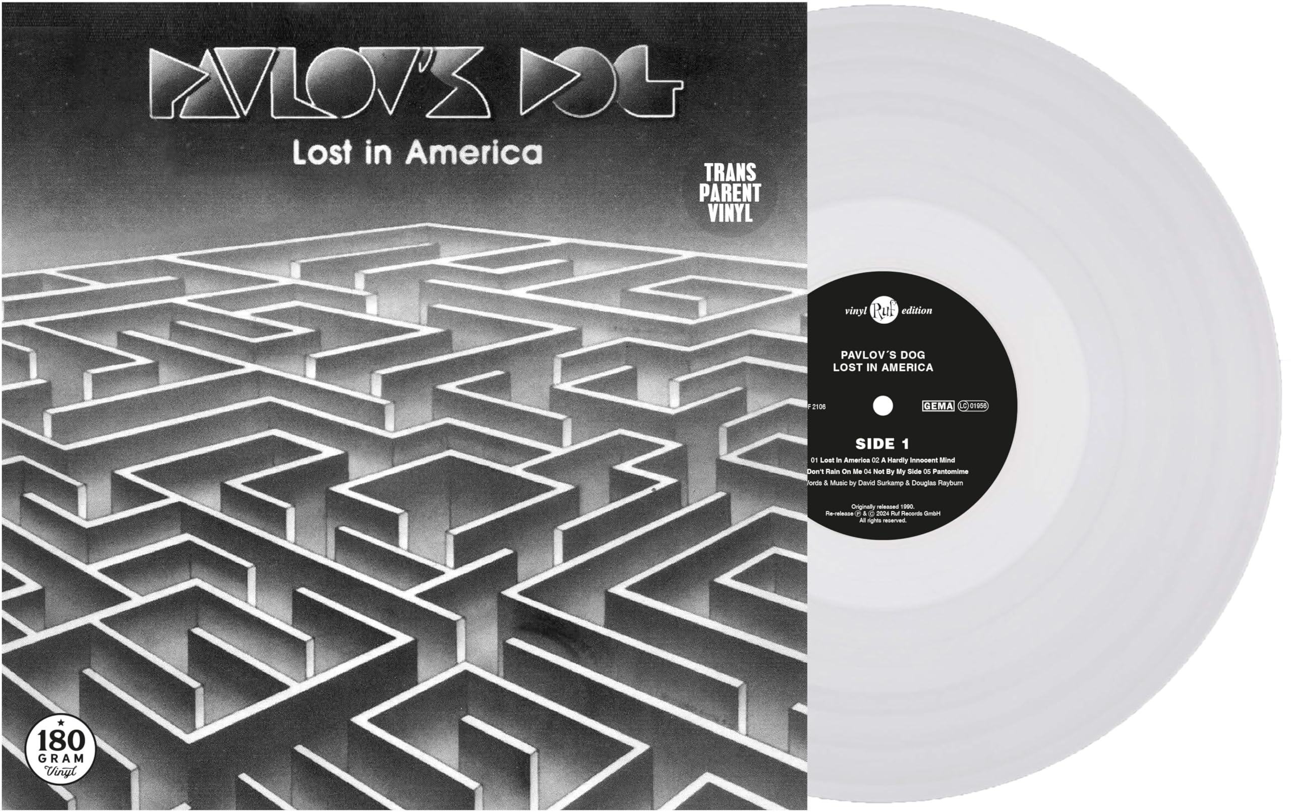 Pavlov's Dog Lost In America LP vinyl Europe Ruf 2025 180g Transparent Vinyl