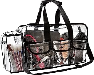 Large Clear Makeup Organizer Bag 17 inch x 9 inch x 10 inch, Cosmetic Bag with Sturdy Zipper and 4 External Pockets for To...
