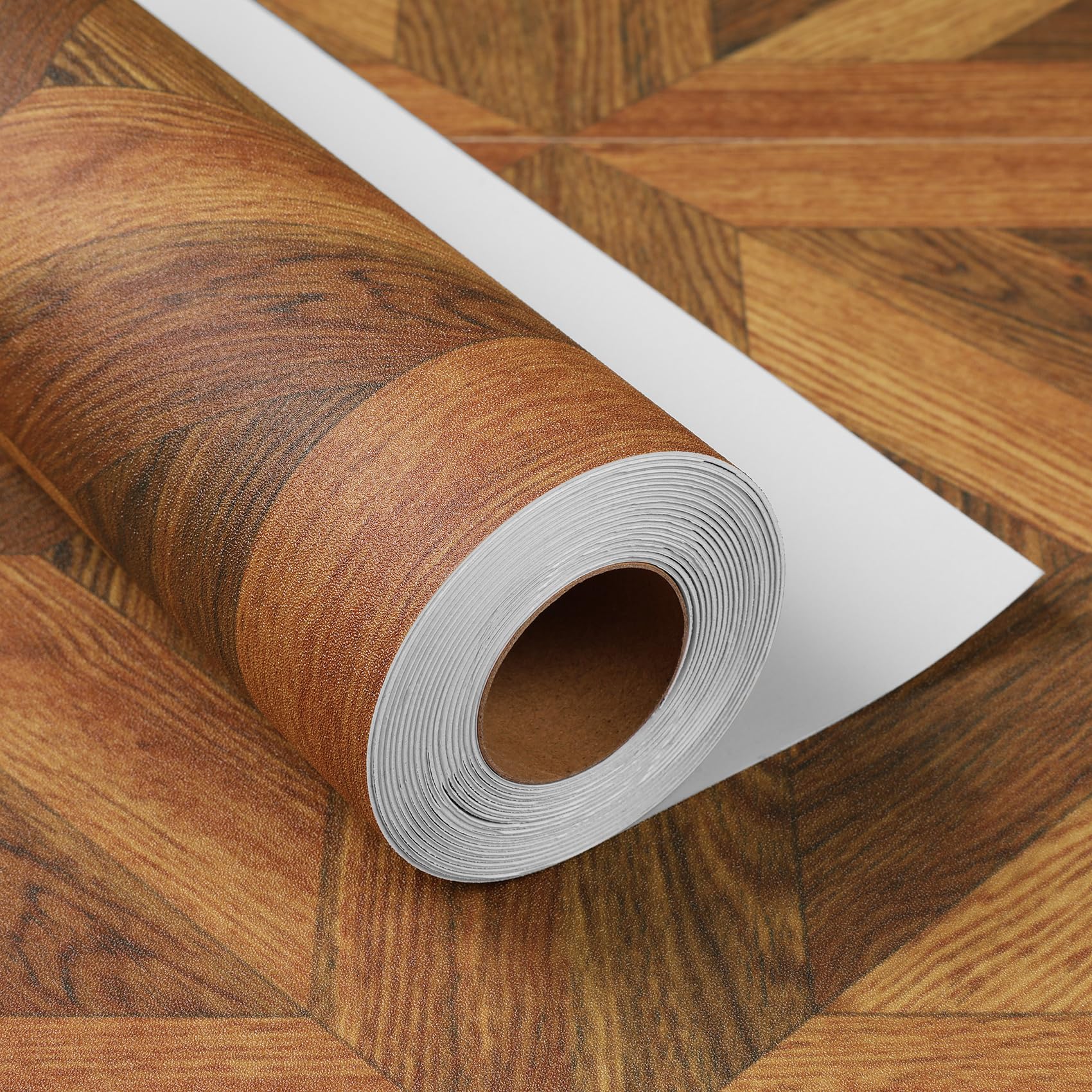 Livelynine Linoleum Pavimento Rotolo Adesivo Pavimento PVC Adesivo Legno Scuro 30x450CM PVC Adesiva Pavimenti Rotolo per Interno Effetto Parquet Adesivi Pavimenti Bagno Cucina Soggiorno Legno Retro