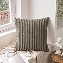 Yellow Weaves Pencil-Stripe Fur Cushion Covers | Soft Polyester | Decorative Sofa & Throw Pillow Covers | 16x16 Inches, Pack of 3 (Mouse) gallery image