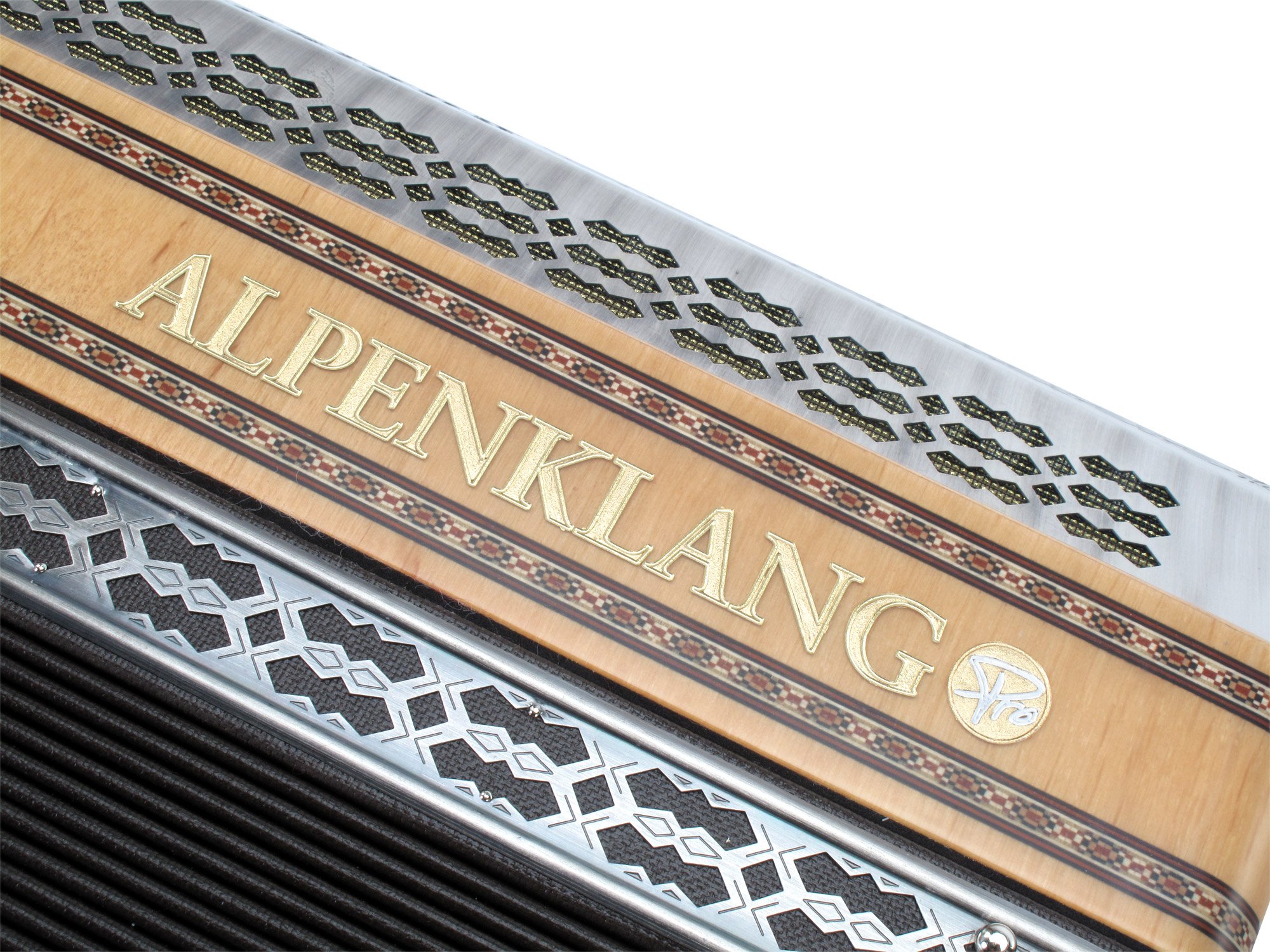 Alpenklang Pro Akkordeon III 96 (Tasten-Steirische, 34 Diskant-Tasten, 96 Bässe, Helikon-Bässe, weißer Balg) Erle