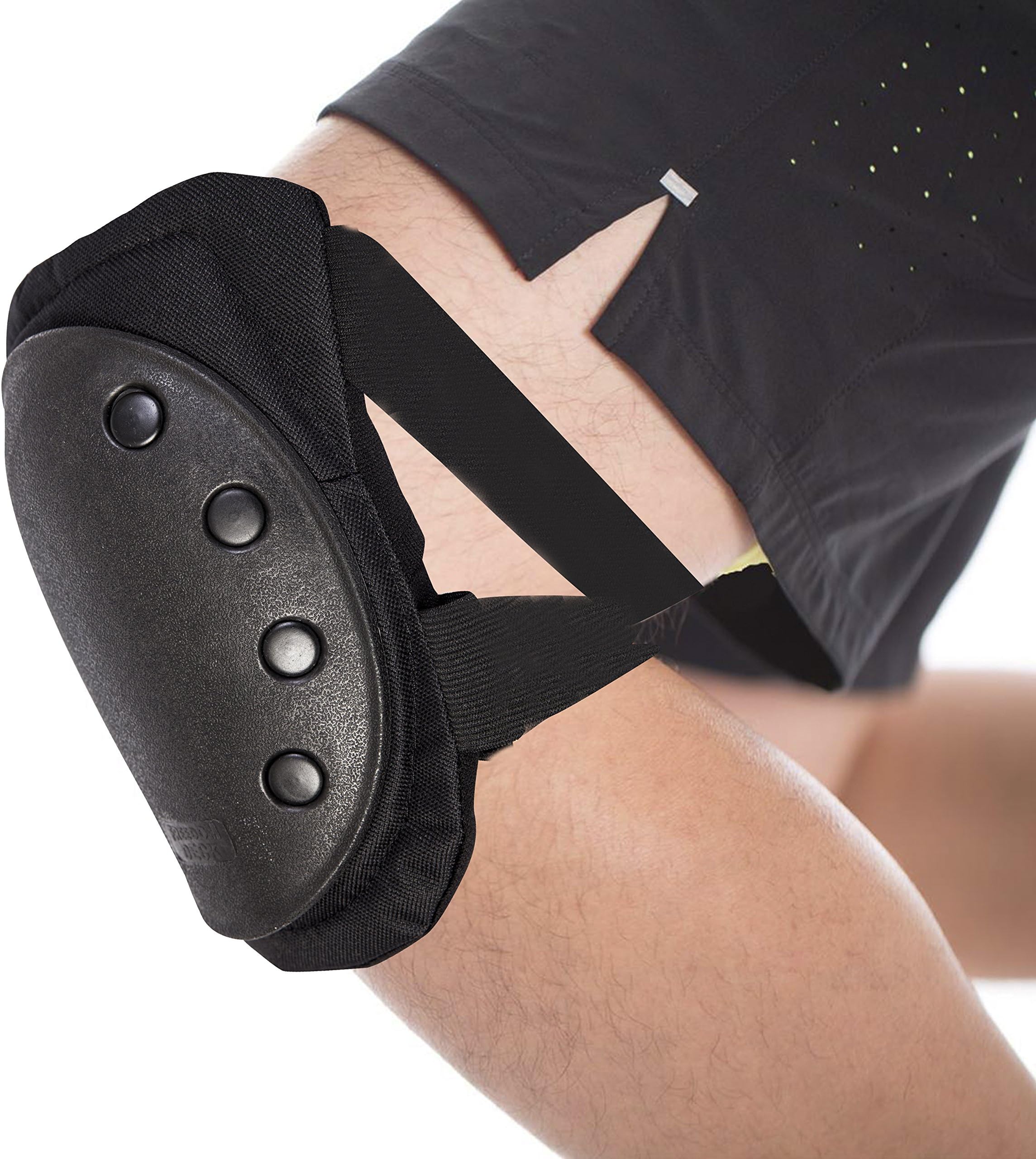 Freedom Deck Sports Knee Pad Set with Long Adjustable Straps.Protective Black Pads Help Prevent Injuries from Sports Like Skateboarding, Skating, Rollerblading, Hoverboards, Extreme Sports & Biking