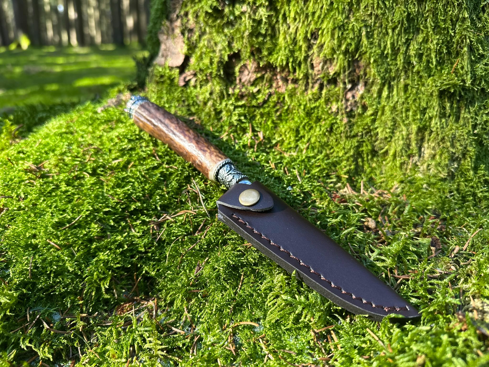 Almbock Trachtenmesser und Hirschhorn-Flaschenöffner - Jagdmesser mit Gamskrucke, REH-Krone oder Hirschhorn-Griff mit Bayernwappen, Grandl oder Wildschein-Kappe