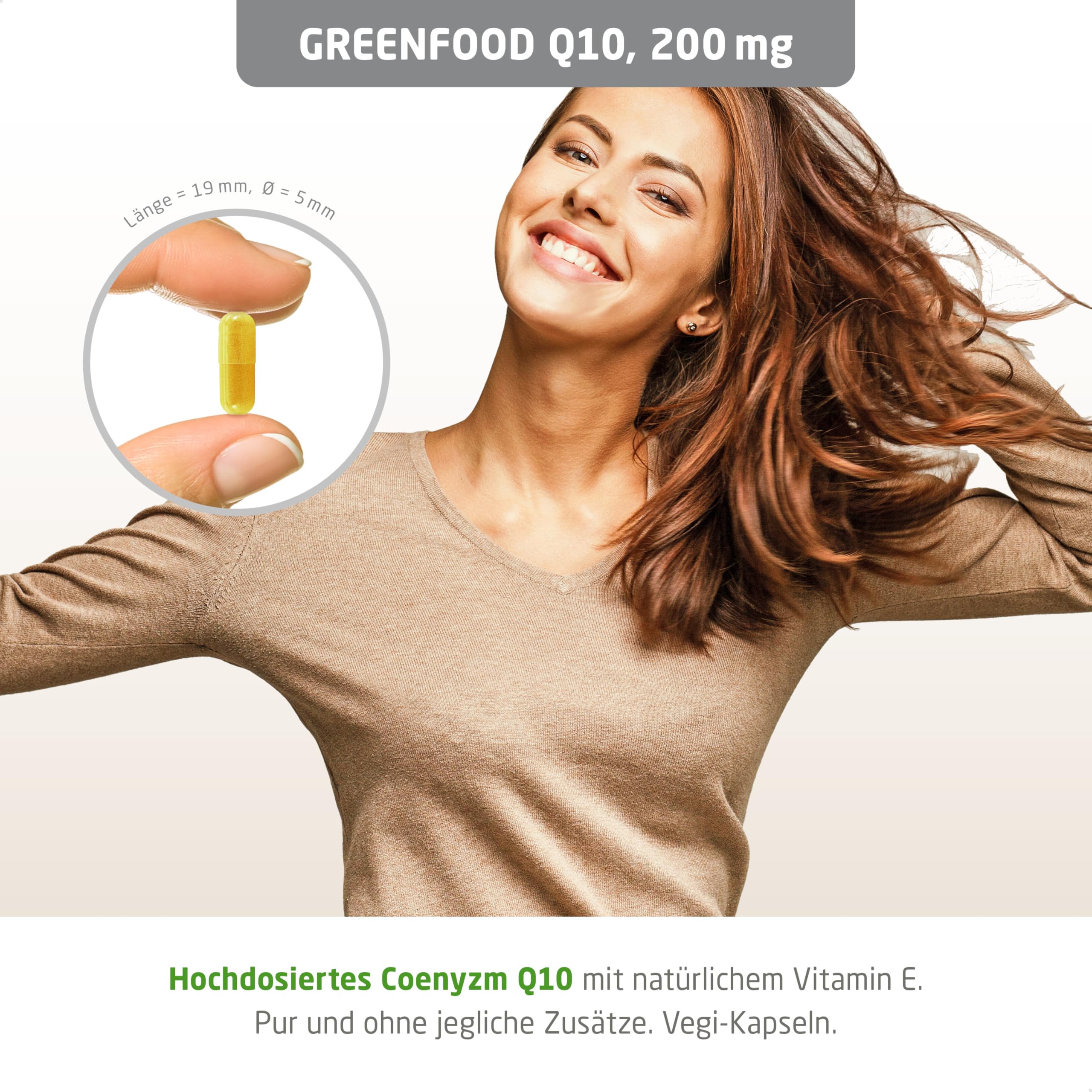 Q10, 200 mg, extra hochdosiert, 180 Kapseln - OHNE künstliche Zusätze | Coenzym Q10, Gewonnen durch natürliche Fermentation, Hohe Bioverfügbarkeit, Laborgeprüft, Halal, Vegan