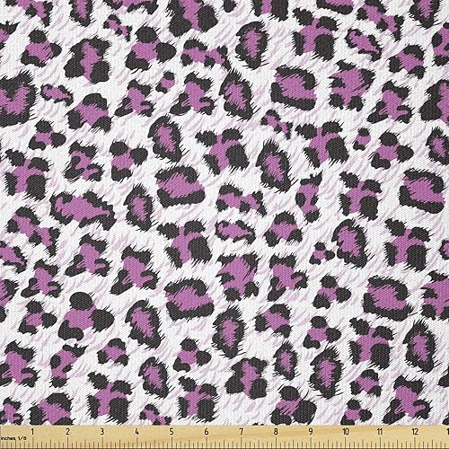 Ambesonne The Yard - Tela con estampado de leopardo, color rosa y negro, patrón de niña de safari Savannah, tema de vida silvestre, tela de punto