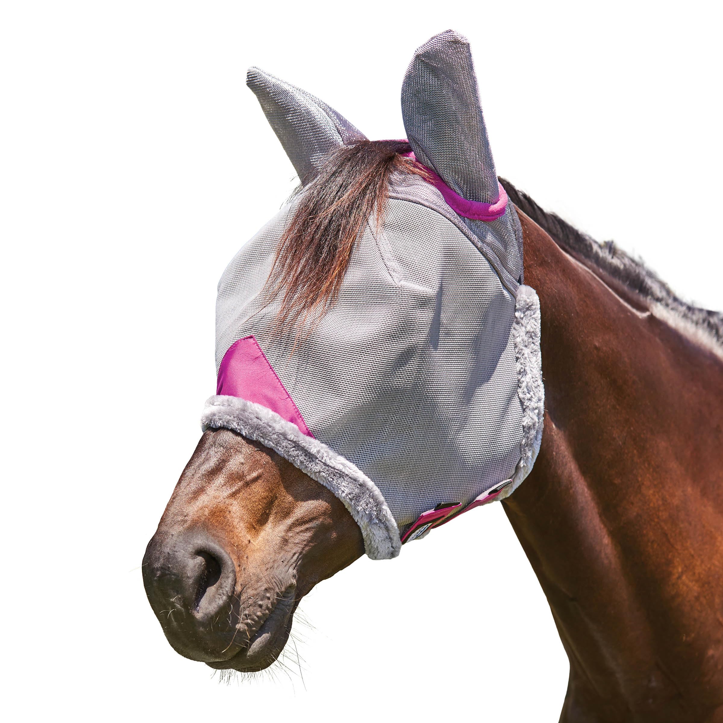 WeatherBeeta ComFiTec Deluxe Durable Mesh Mask with Ears, Grey/Purple, Full
