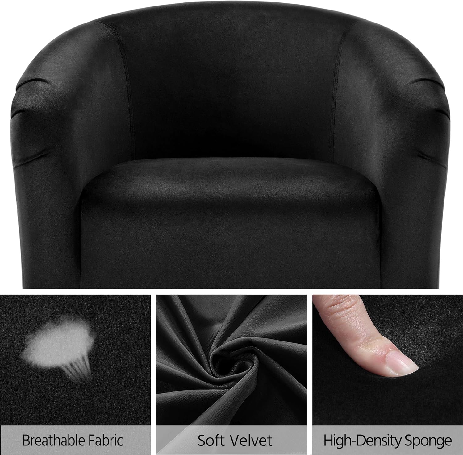 Yaheetech upholstered Modern Barrel Chair Comfy Velvet Accent Chair Club Sofa Chair for Living Room Bedroom Office Small Space Black : Home & Kitchen