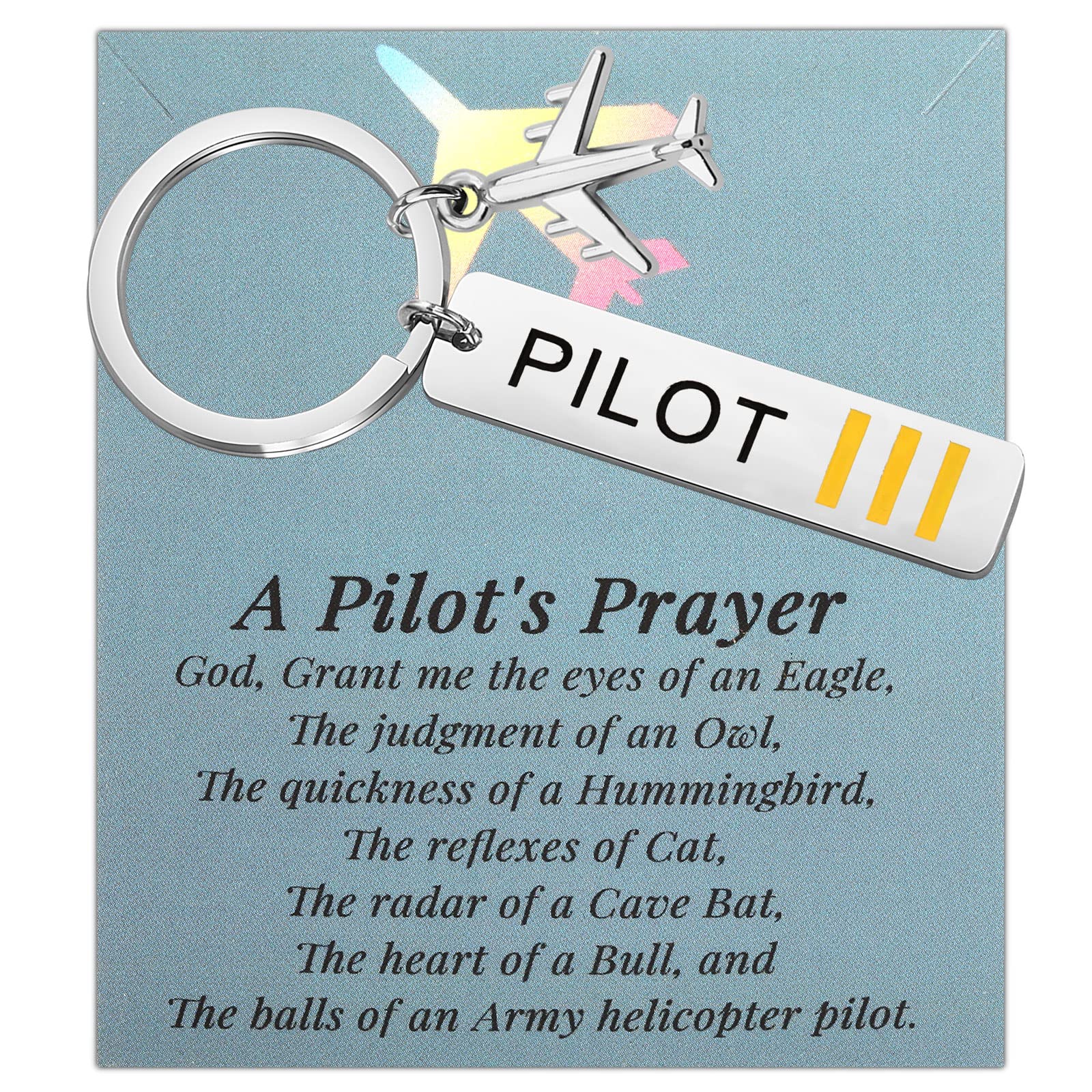 BNQLPilot Gift Keychain Pilot Prayer Aviator Gift Aviation Gift Pilot Student Gift Airplane Keychain Future Pilot Graduation Gift