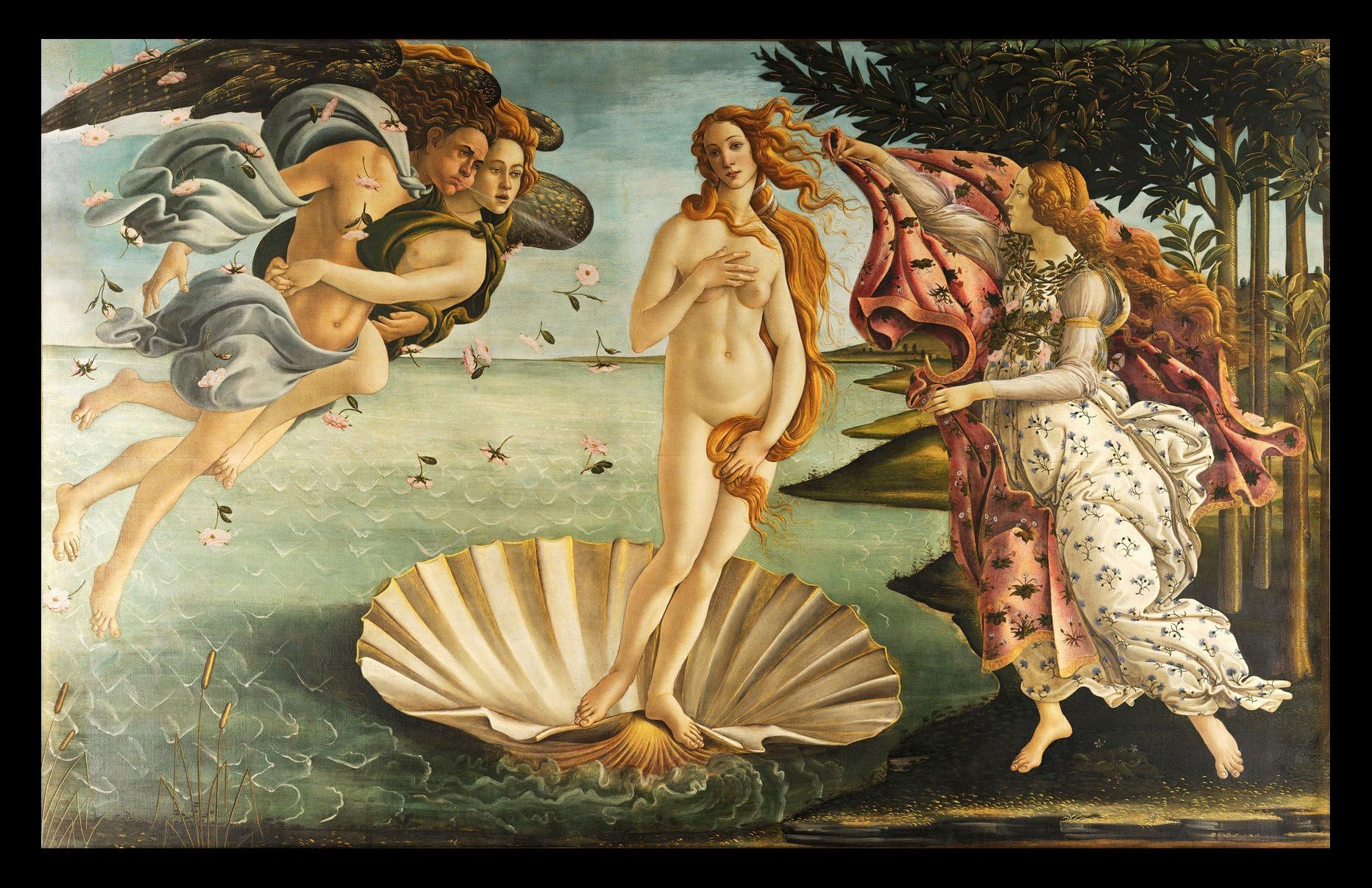 Tallenge The Birth Of Venus - Nascita Di Venere By Sandro Botticelli - "Best Of Sandro Botticelli Collection" -Medium Framed Canvas (24 X 15 Inches)
