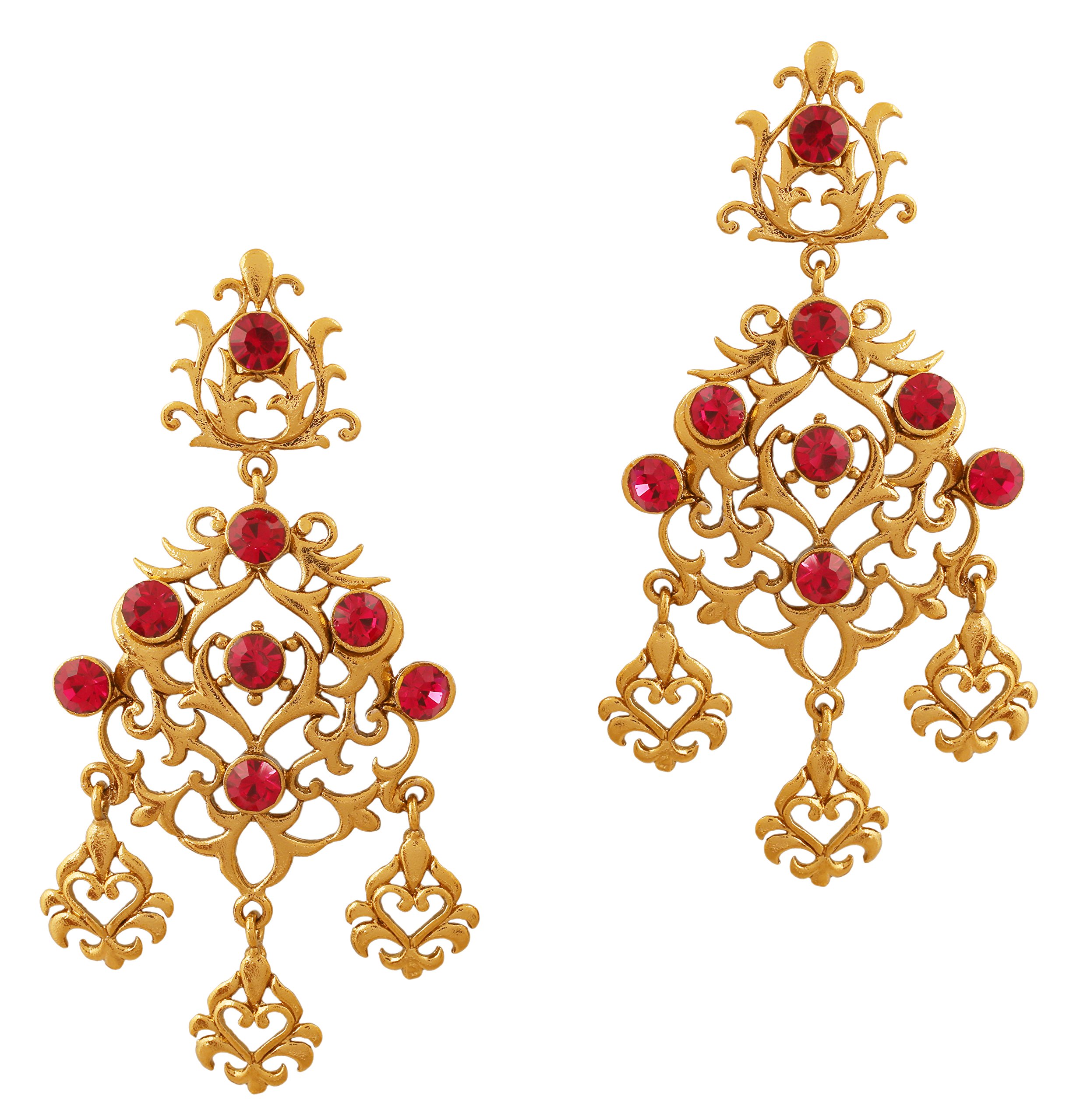 Touchstone Indian Bollywood Filigree Work Fuchsia Long Chandelier Jewelry Earrings in Antique Gold Tone (B01HL1U4MO) Amazon Price History, Amazon Price Tracker