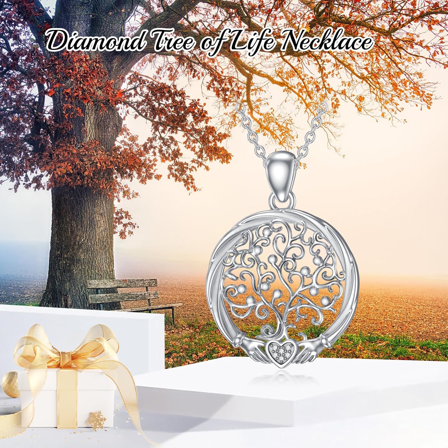 Diamond Tree of Life Necklace for Women Sterling Silver Family Tree of Life Pendant Gift for Mother's Day Anniversary Birthday Christmas Tree Jewelry Gifts for Her - Image 5