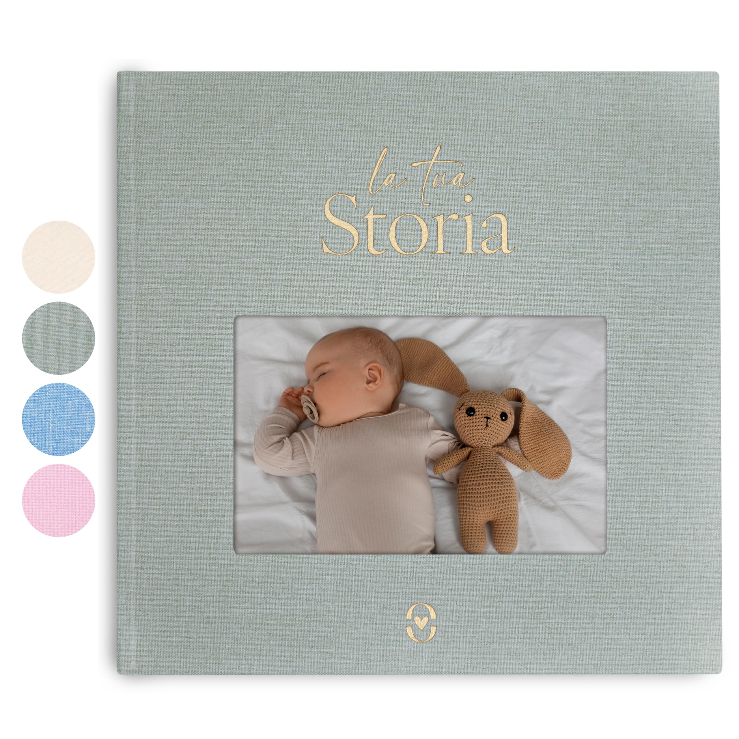 Libro dei ricordi per bambini, edizione forestale, diario neutro dalla nascita ai 5 anni | Registro con copertina dorata, motivo: bosco – Nuovo album per bambini