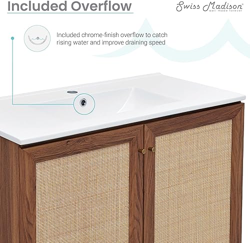 Vista 256 de Swiss Madison Classe - Lavabo de baño de roble de 24 pulgadas incluido