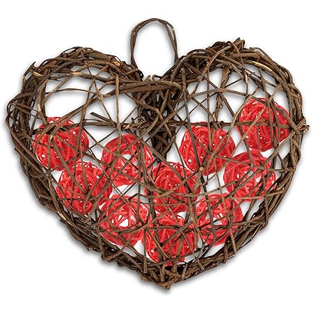 Relaxdays Decoratif En Bois A Suspendre Ou Poser Campagne Deco Murale Cœur En Vigne Hxlxp 45 X 50 X 14 Cm Nature Marron Amazon Fr Cuisine Maison