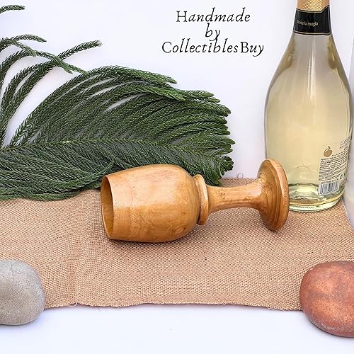 Miniatura 6 de collectiblesBuy Taza de comunión para beber cáliz para vino Whisky decorativo hecho a mano Copa de madera torneada para boda, brindis amigos,