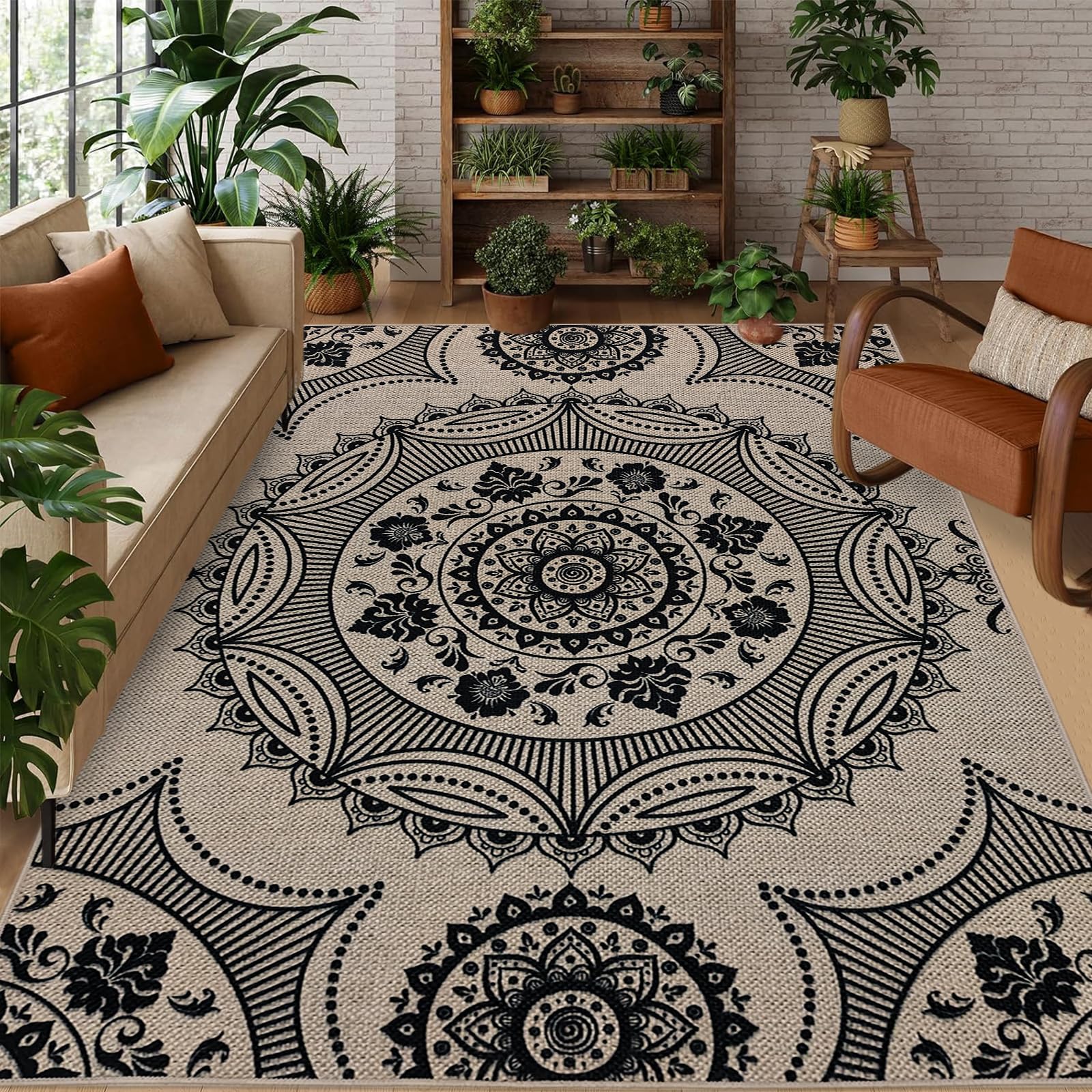 Tapis de jardin et salon en jute USTIDE lavable pour votre maison de campagne