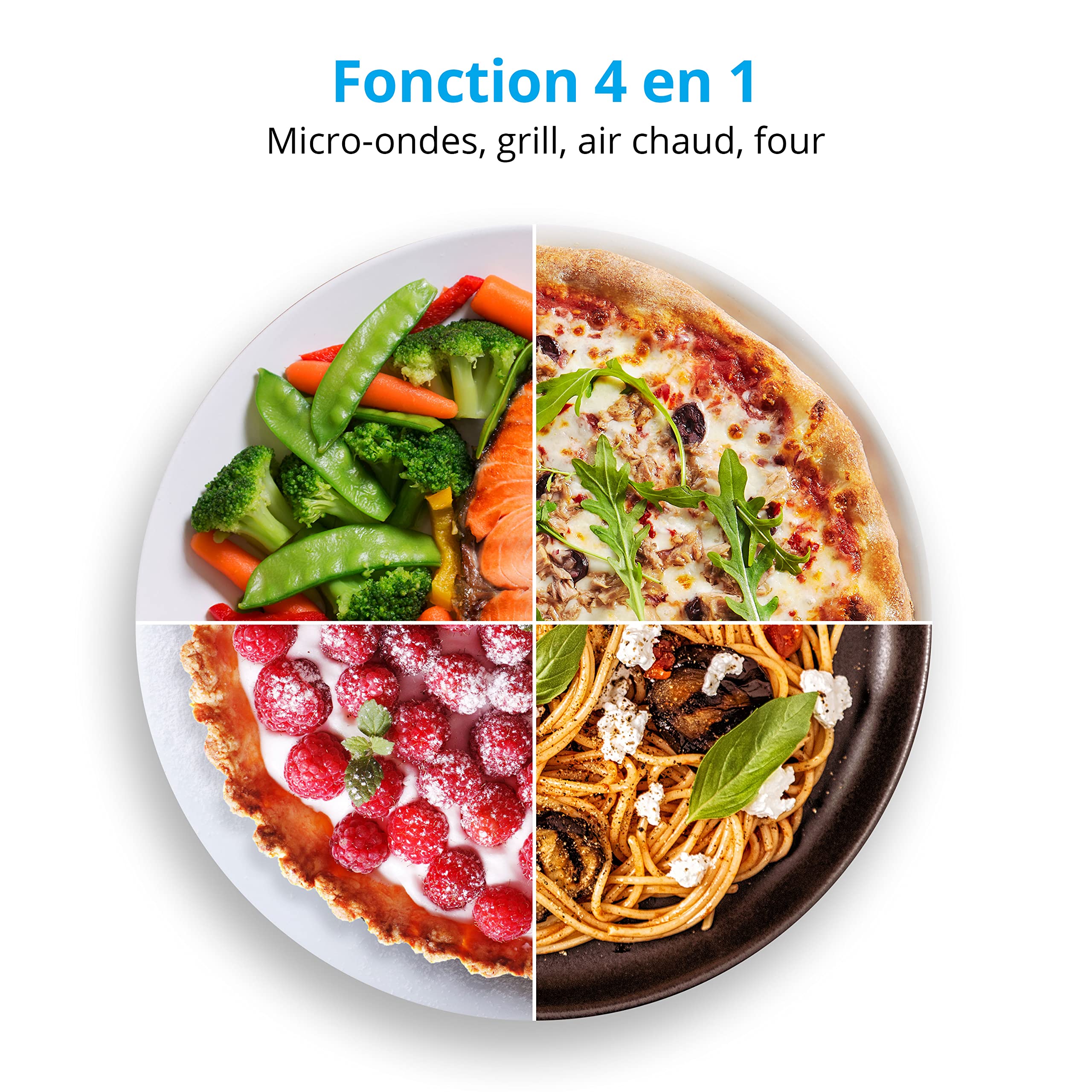 MEDION Four micro onde avec gril (25 L, 900 W, grill 1100 W, air chaud 2500 W, 10 programmes automatiques, MD 15501) argenté