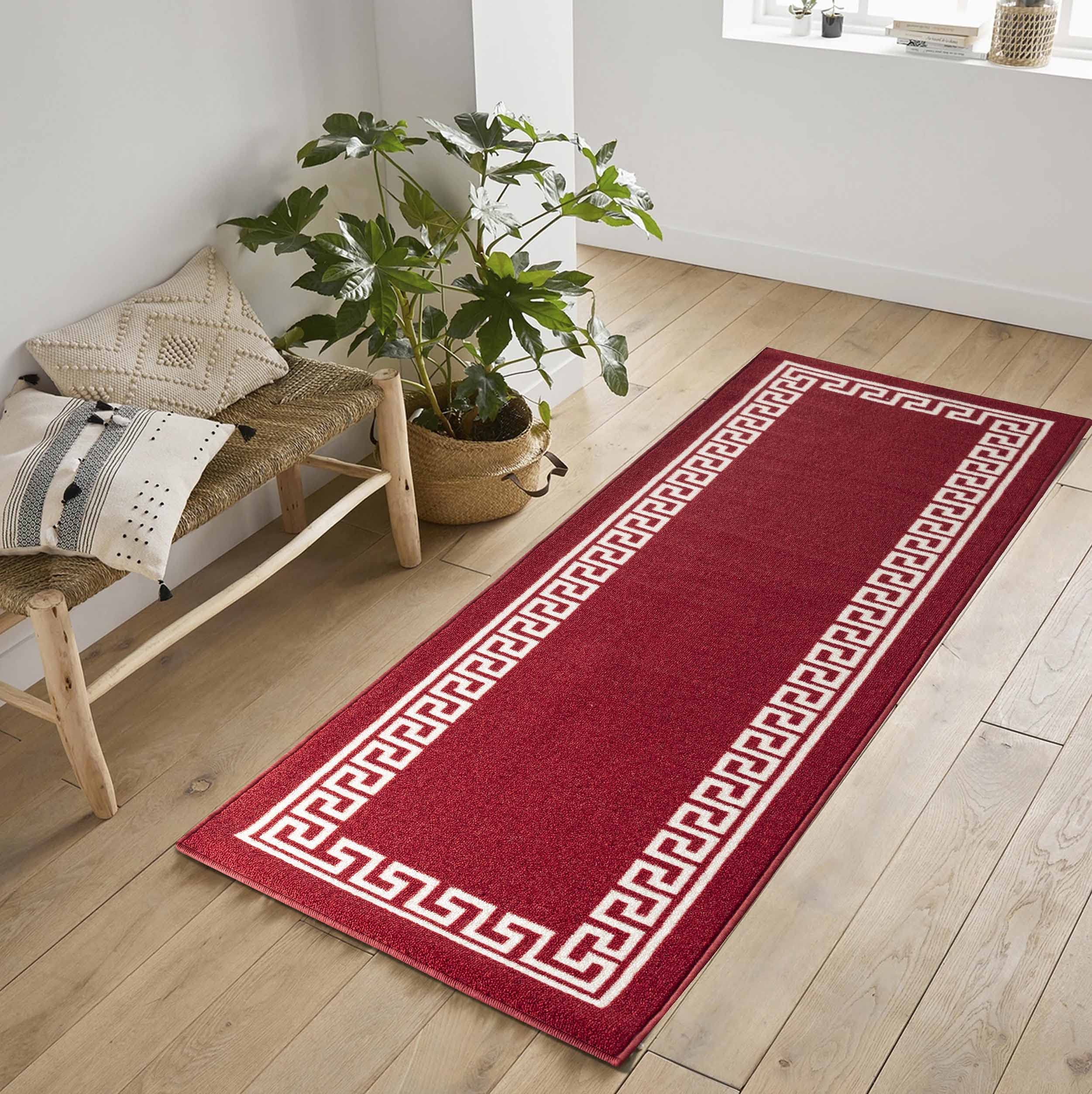 Washable Door Mat Kitchen Mats Non Slip Greek Key Design Hall Runner- Indoor Door Mat - Hallway-Passage Corridor Doormats - Floor Mat