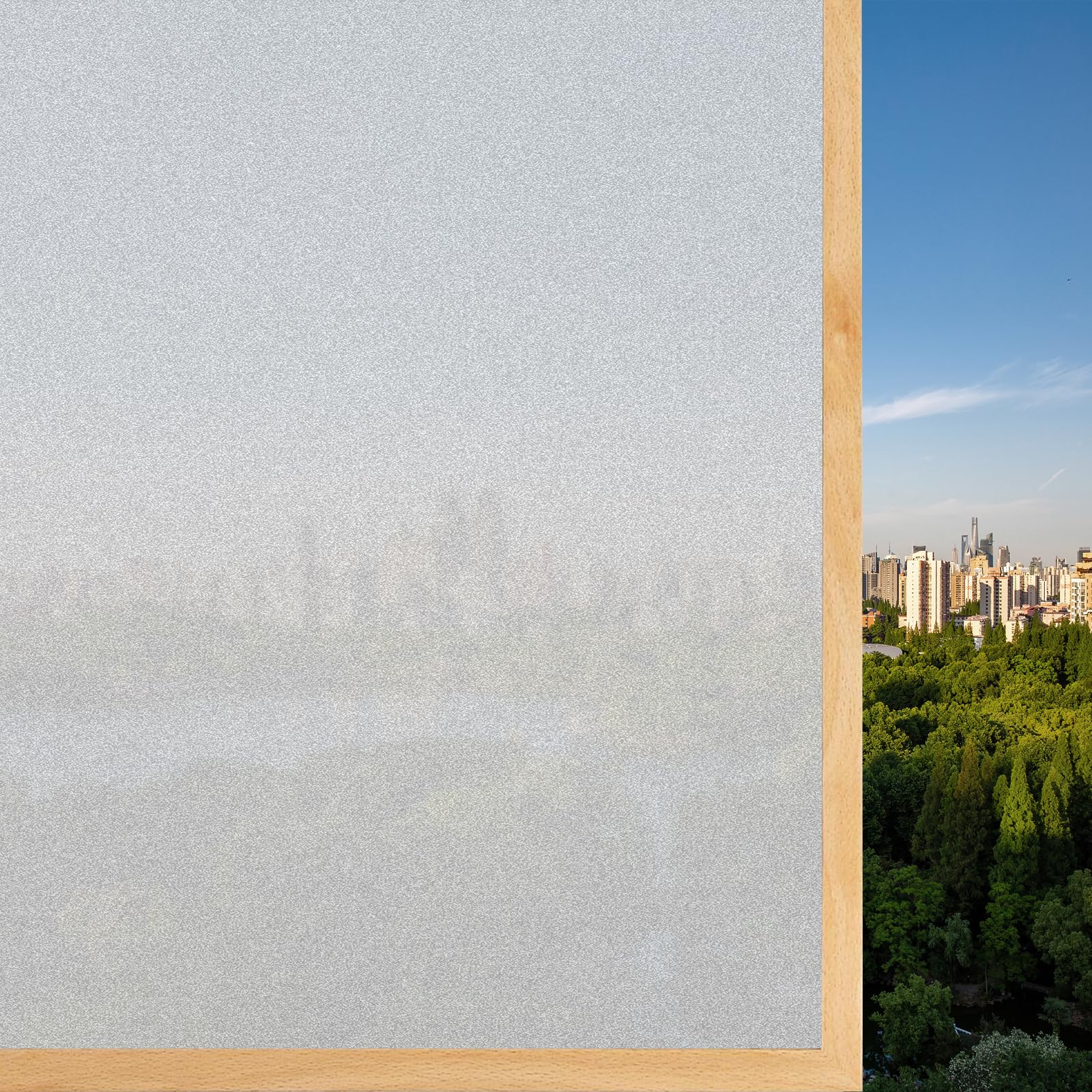 Glass Window Film 100 x 150 cm Daytime Privacy, UV Blocking, Frosted, Opaque, Removable, Static Cling, Non Adhesive, Self-Adhesive Privacy Film for Windows, Pure scrub