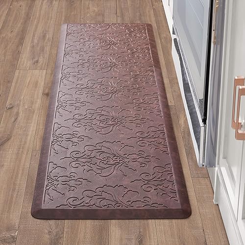 Chef Gear - Tapete de cocina antifatiga con gel - Diseño Clarance - Tapete acolchado de chef cómodo - Piel sintética - Alivio de cocina y pie