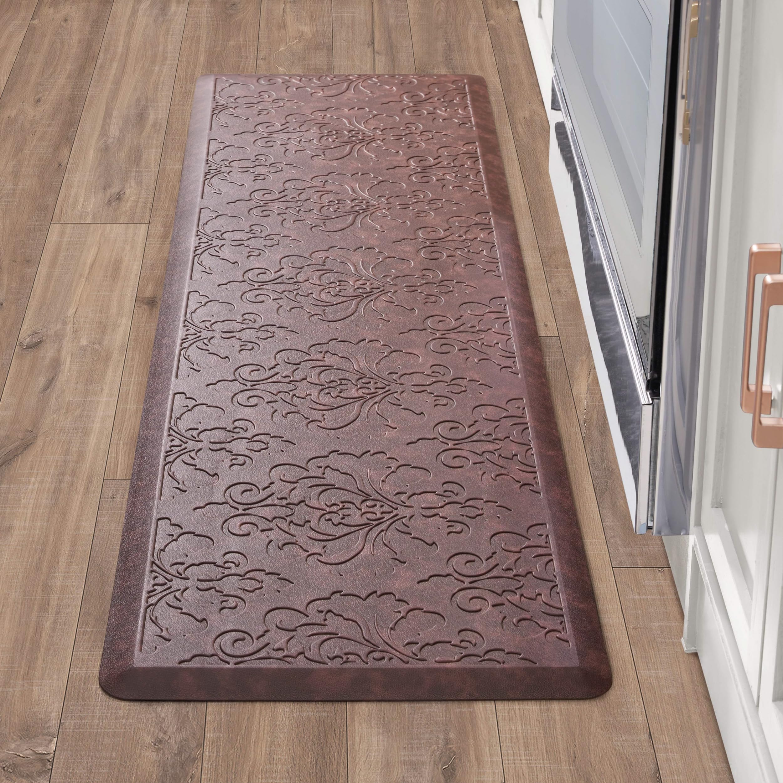 Chef Gear - Anti-Fatigue Wellness Kitchen Mat - Marni Design - Cushioned Comfort Chef Mat - Faux Leather - Cooking & Standing Relief -Skid-Resistant -