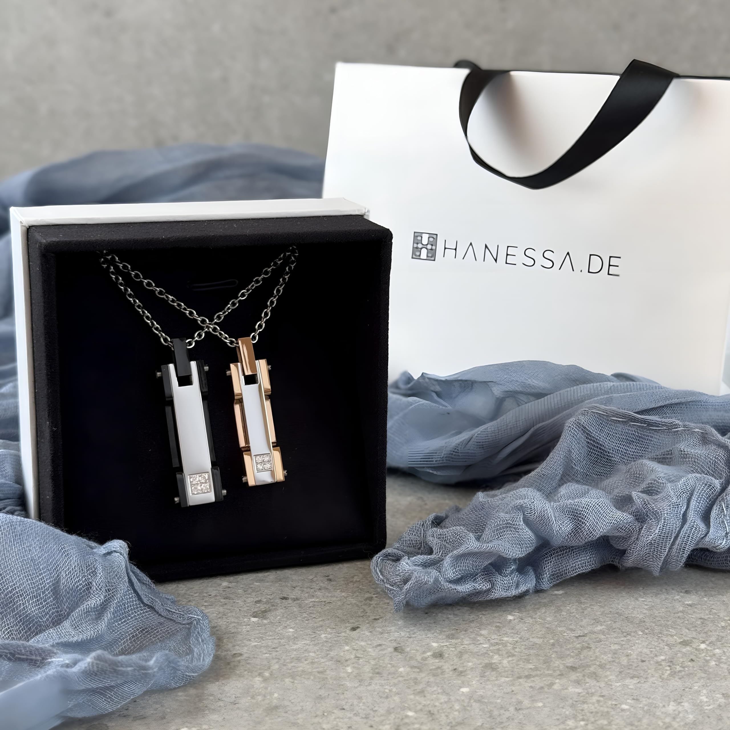 Personalisierte Kette mit Gravur Edelstahl mit Anhänger Rechteck in silber schwarz gold - Personalisierte Halskette für Frauen Männer Damen Herren - Personalisierter Schmuck