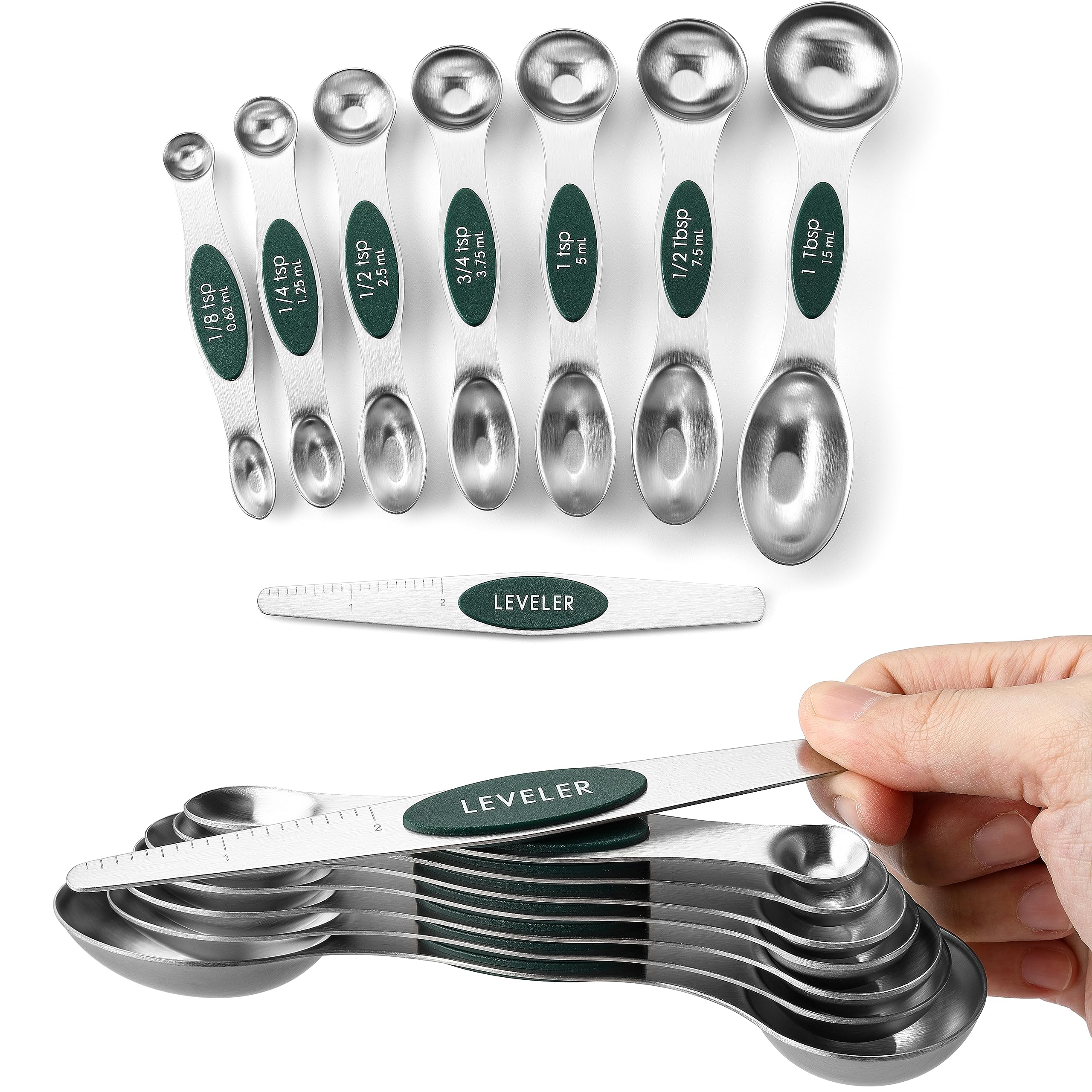 Spring Chef Stainless Steel Magnetic Measuring Spoons Set of 8, Black — Amazon image 11