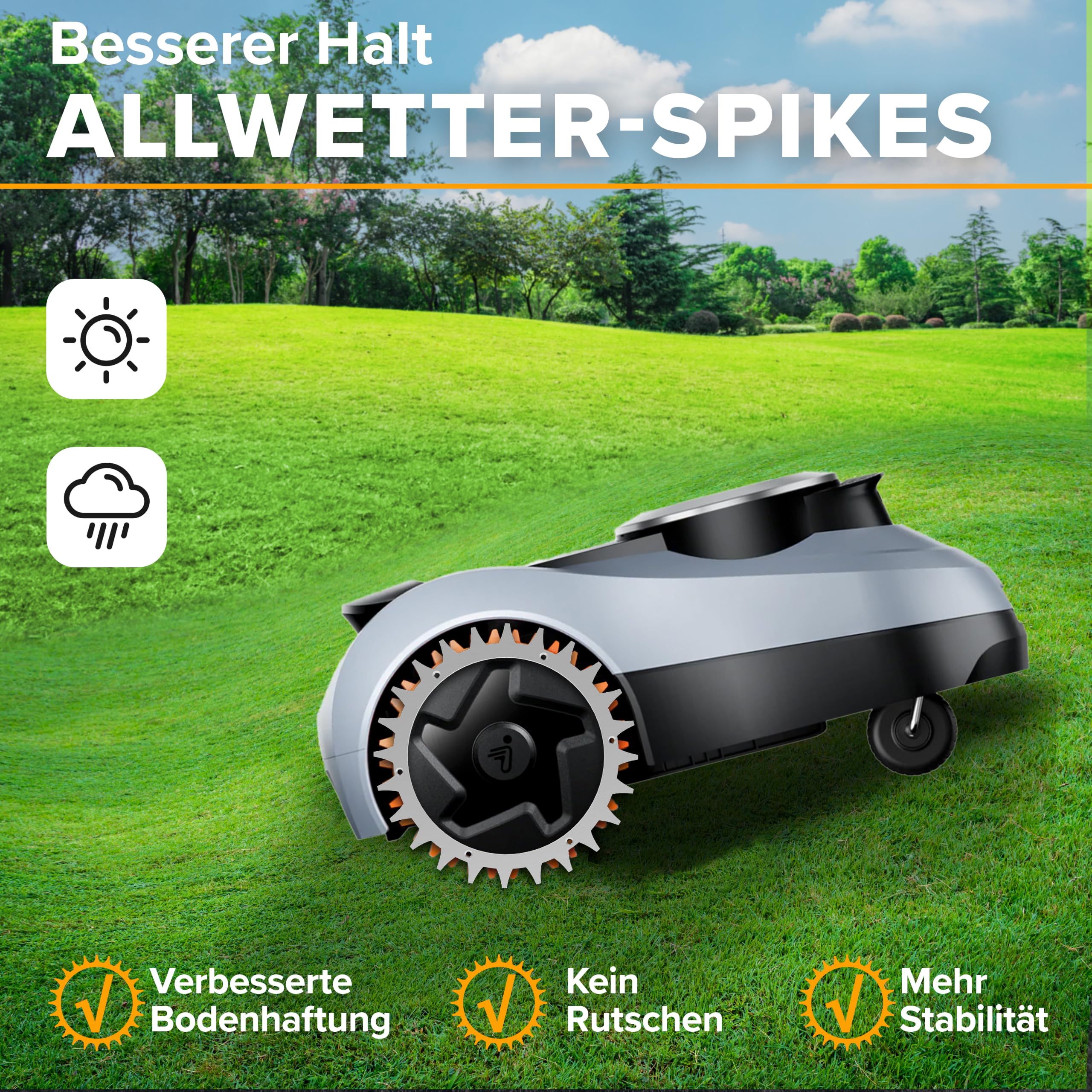 Edelstahl Spikes Navimow i Serie Modelle (i208, i215, i220 LiDAR, i210 & i220 LiDAR Pro) Mähroboter Spikes Entgratet 14x Edelstahl Schrauben (Silber, i Serie LiDAR Modelle)