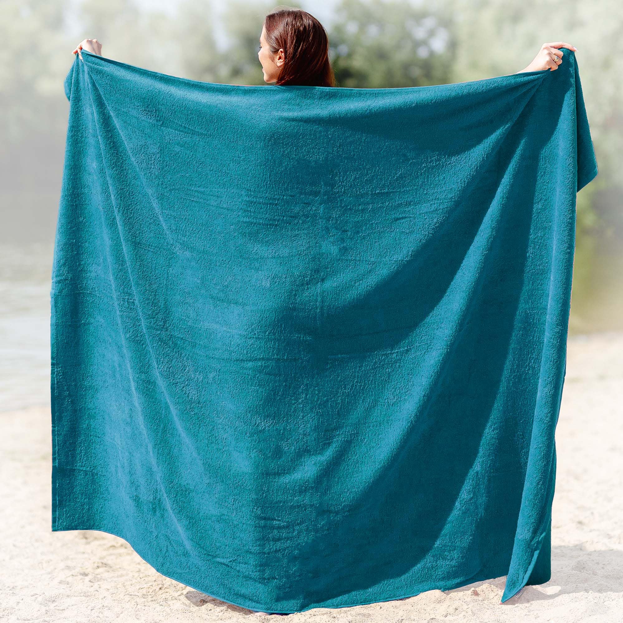 Asciugamano da spiaggia, asciugamano XXL, asciugamano da bagno, grande, telo da spiaggia, telo mare, asciugamano da sauna, telo da bagno, 155x220 cm o 100x220 cm (155x220, 370 petrolo)