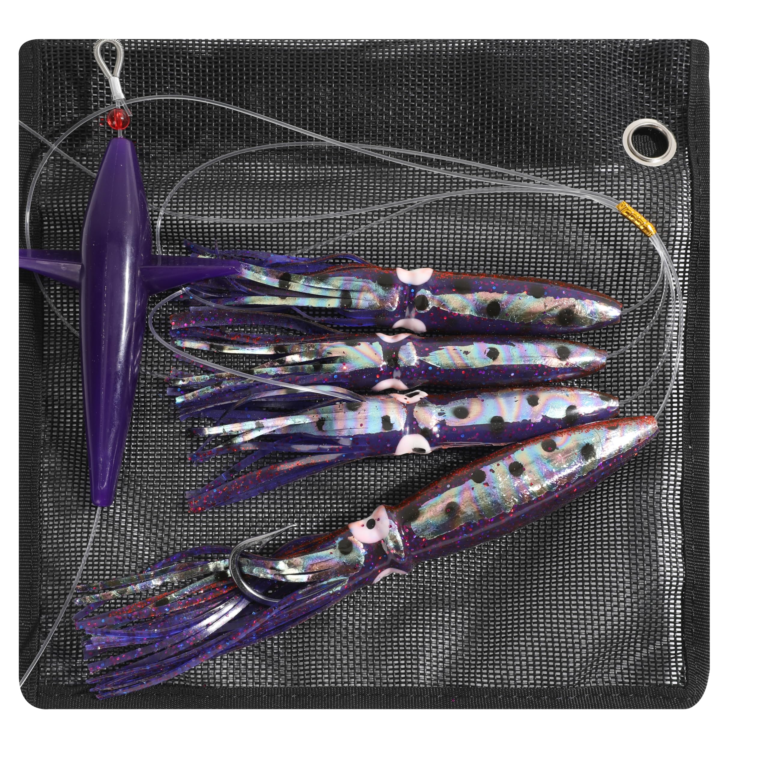 OCEAN CAT Esche da pesca a traina in acqua salata con catena per uccelli per pesca con amo sartierato 8/0 per mahi, tonno, wahoo e pesci grandi