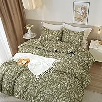 Vista 328 de 3 piezas de juego de funda de edredón tamaño individual XL, funda de edredón blanca con estampado floral azul, ropa de cama coquette de algodón