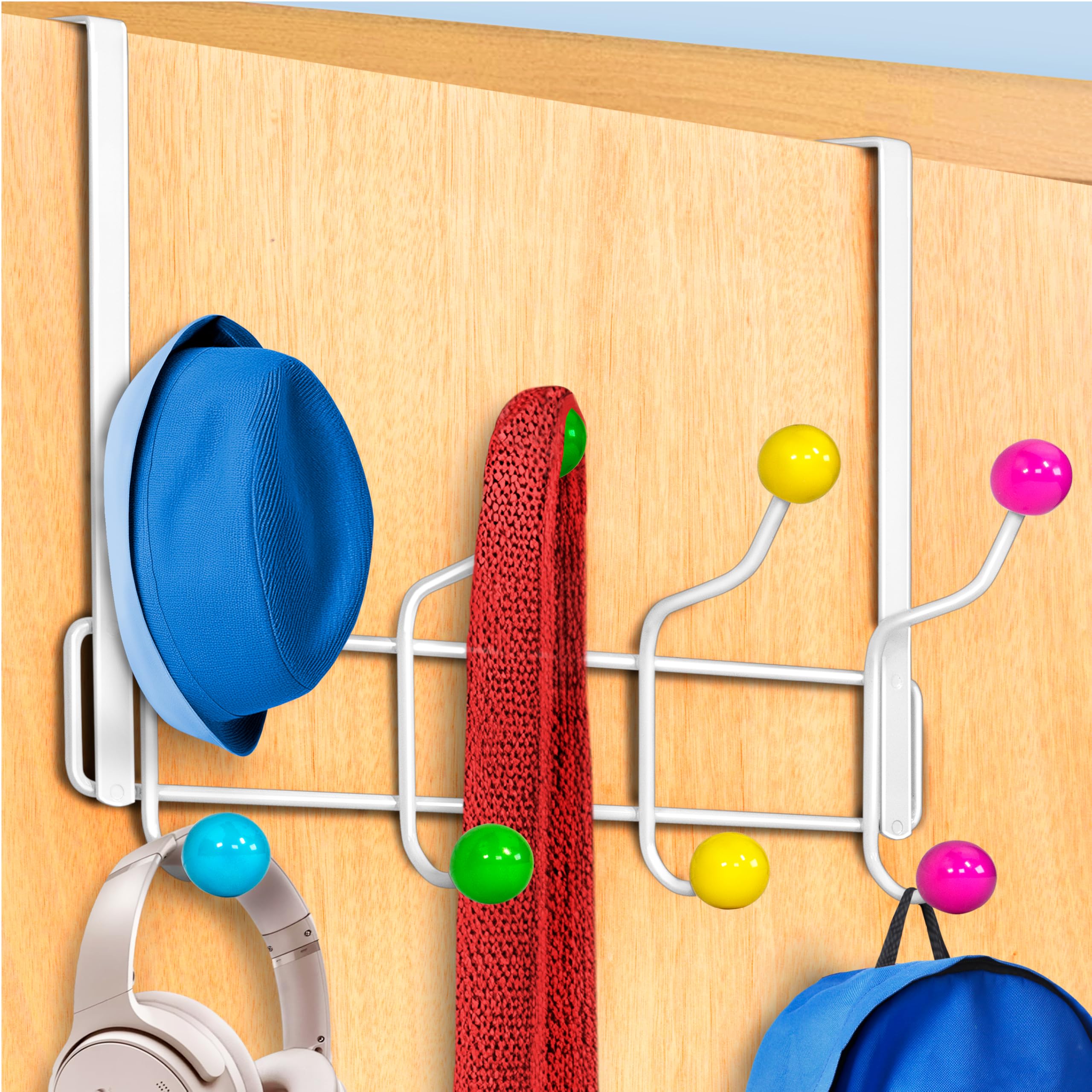 LYNK Professional® Home™ Over Door Hooks Rack - 8 Hook Over Door Hanger - Over Door Towel Rack - Hanging Towels or Clothes - for Bathroom, Bedroom or