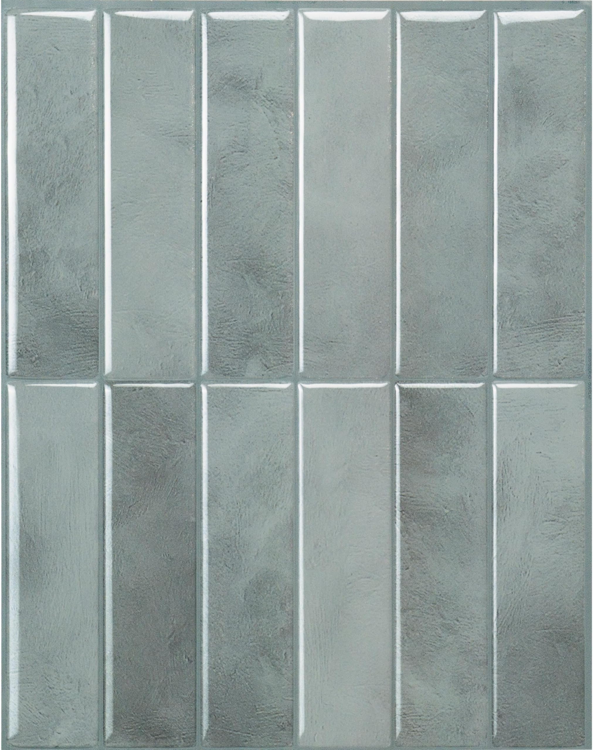 Smart Tiles Stick On Tiles Splashback - Morocco Light Grey, Self Adhesive Wall Tiles, 5 Wall Panels 11.43x9 in, Heat Resistant Adhesive Wallpaper Tile, Water Resistant Bathroom Tile, Made in Canada