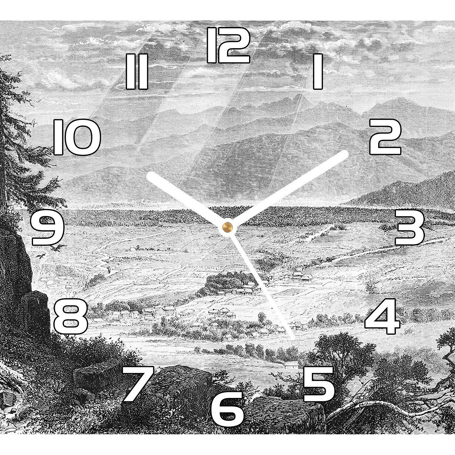 Horloge en verre 30x30 cm Coloray cuisine salon avec aiguilles blanches