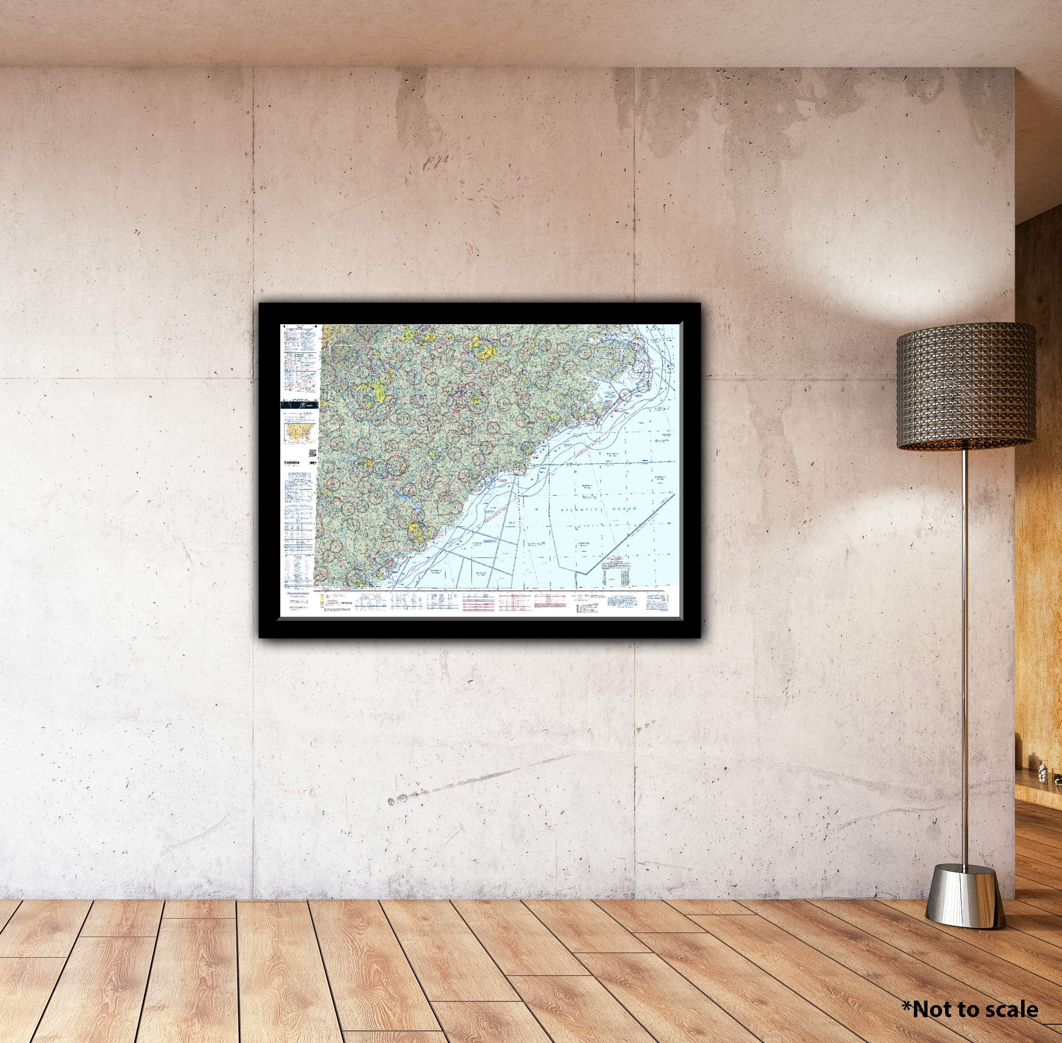 FAA Chart: VFR Sectional Charlotte SCHA (Current Edition). Art Print Quality, Suitable for Framing. Current Edition Printed on Demand. Ships Rolled - Not Folded.