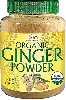 Jiva Organics Organic Ginger Root Powder, 1 LB Bulk - Non-GMO - for Cooking, Baking, Tea & More