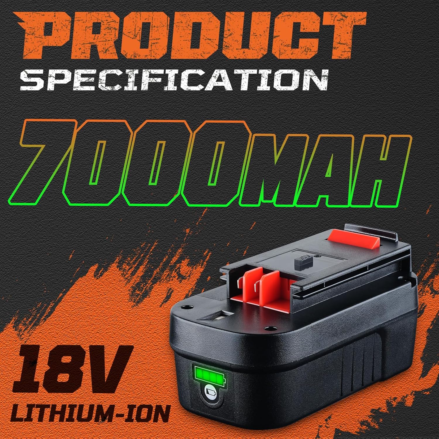 2Packs 7000mAh HPB18 Batery LI-ion Replacement for Black and Decker 18v battery A1718 A18 A18E HPB18-OPE Firestorm FS180BX FS18FL FSB18 Compatible with Black and Decker Battery Cordless Power Tools