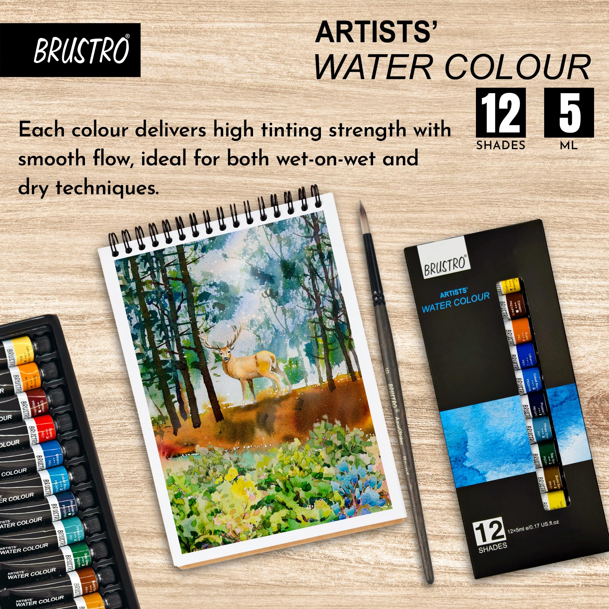 BRUSTRO Watercolour Paint Set - 12 Colours -8 BRUSTRO Watercolour Paint Set - 12 Colours -8