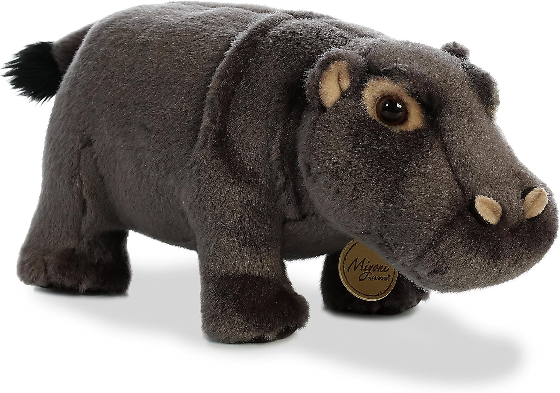 Adorable Miyoni® Hippopotamus Stuffed Animal - Lifelike Detail - Cherished Companionship - Gray 10.5 Inches