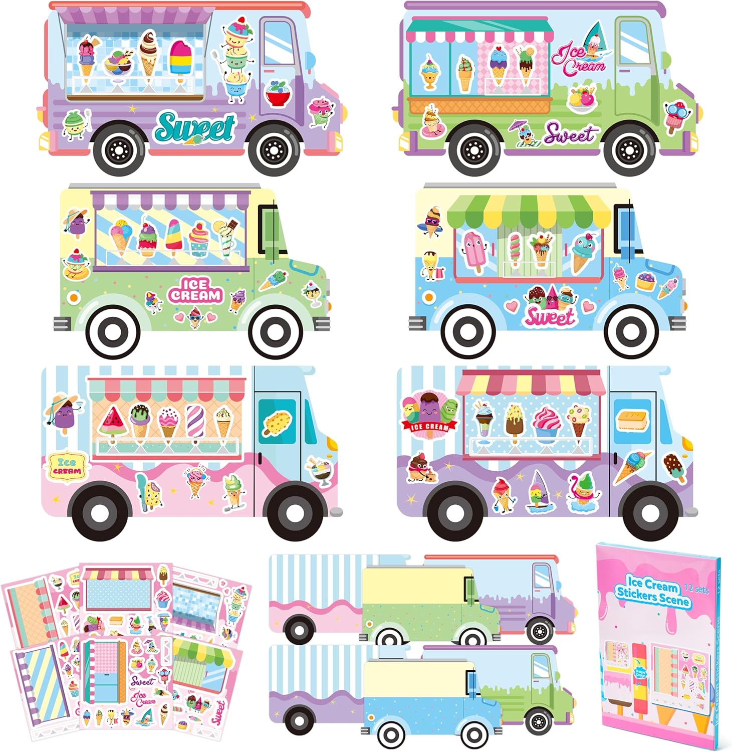 CY2SIDE Easter Egg Scene Sticker - 12 Set Religious Egg Stuffers Sticker for School Rewards, Make Your Own Easter Jesus Cross Scene Activities