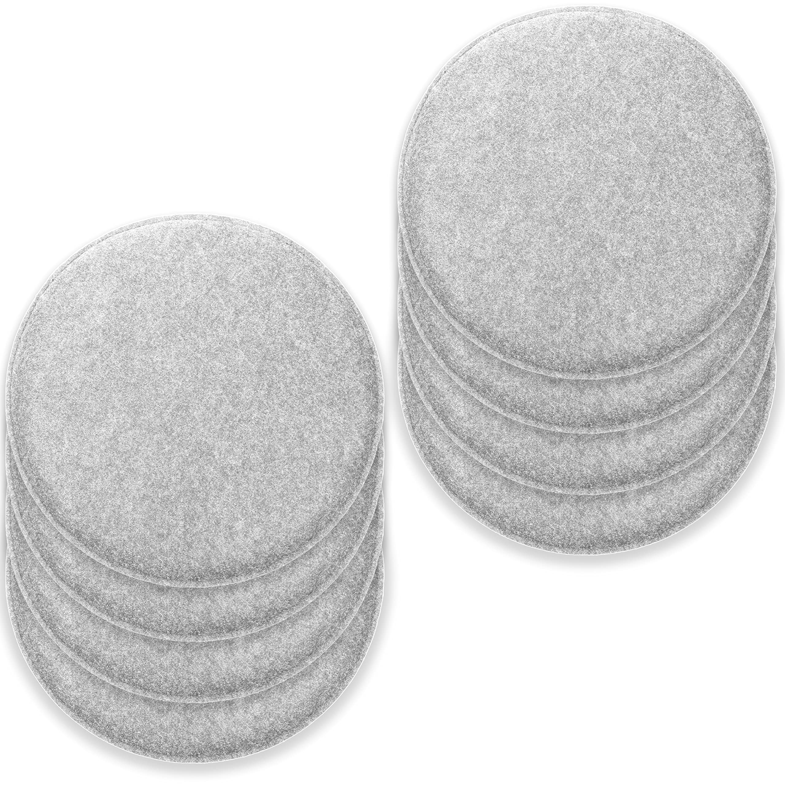Rubberneck Set di 8 cuscini per seida in feltro antiscivolo, rotondi, extra spessi, grigio chiaro