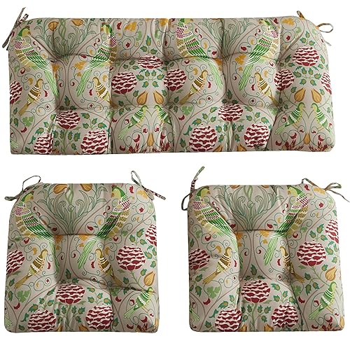 ADLIVWYD 3-Pieces Wicker Chair Cushion Set, 1 loveseat and 2