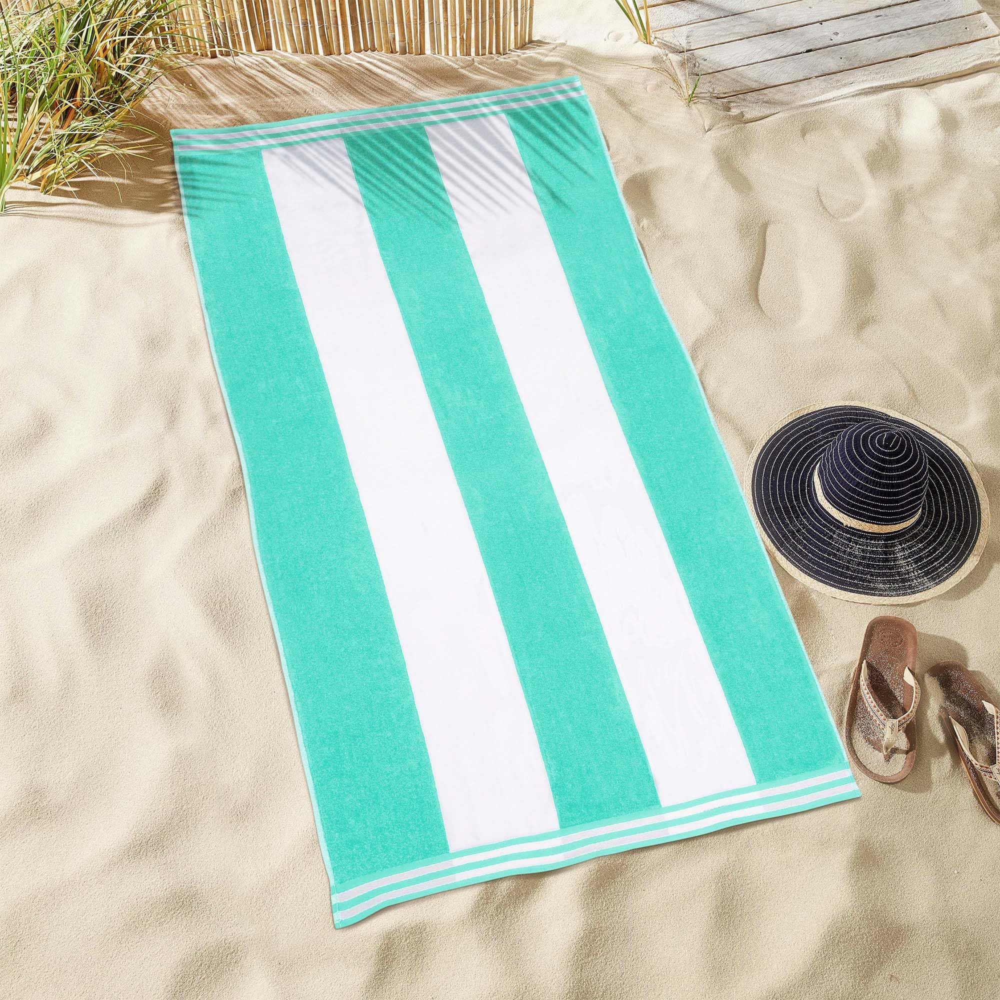 SUPERIOR Oversized Beach Towel – Nautical Stripe, 34x64 Inches, 100% Egyptian Cotton, Navy Blue - View #2