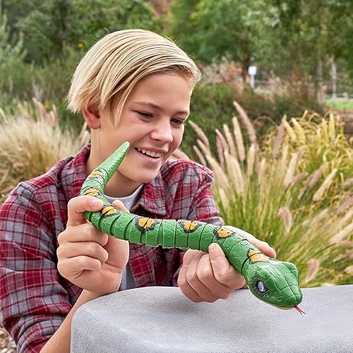 Miniatura 7 de Robo Alive ZURU Slithering Snake Series 3 Green - Juguete robótico de reptil iluminado con batería que se mueve (verde), 7150B