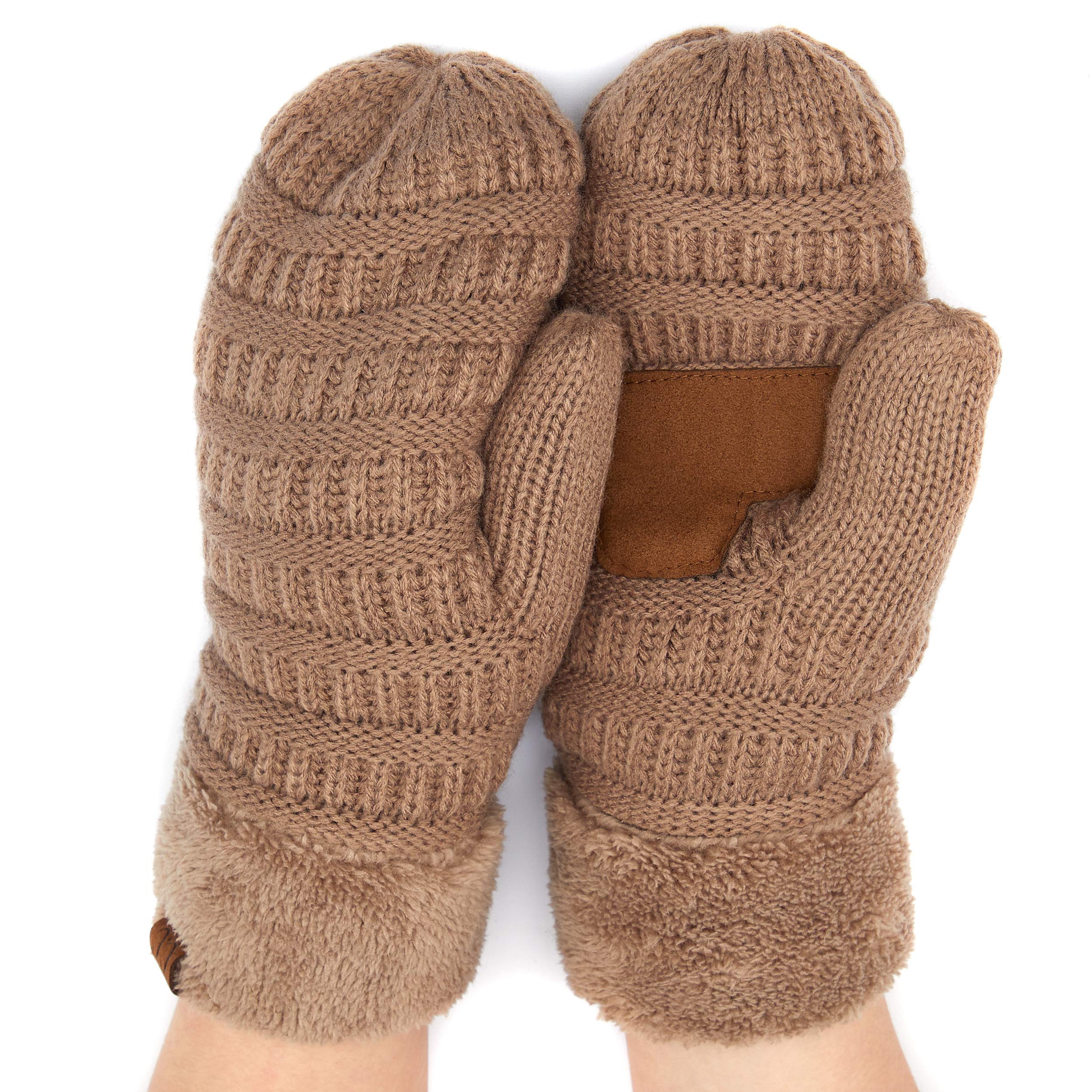 C.C Women Thick Faux Fur - Sherpa Fleece Lined Warm Winter Mittens