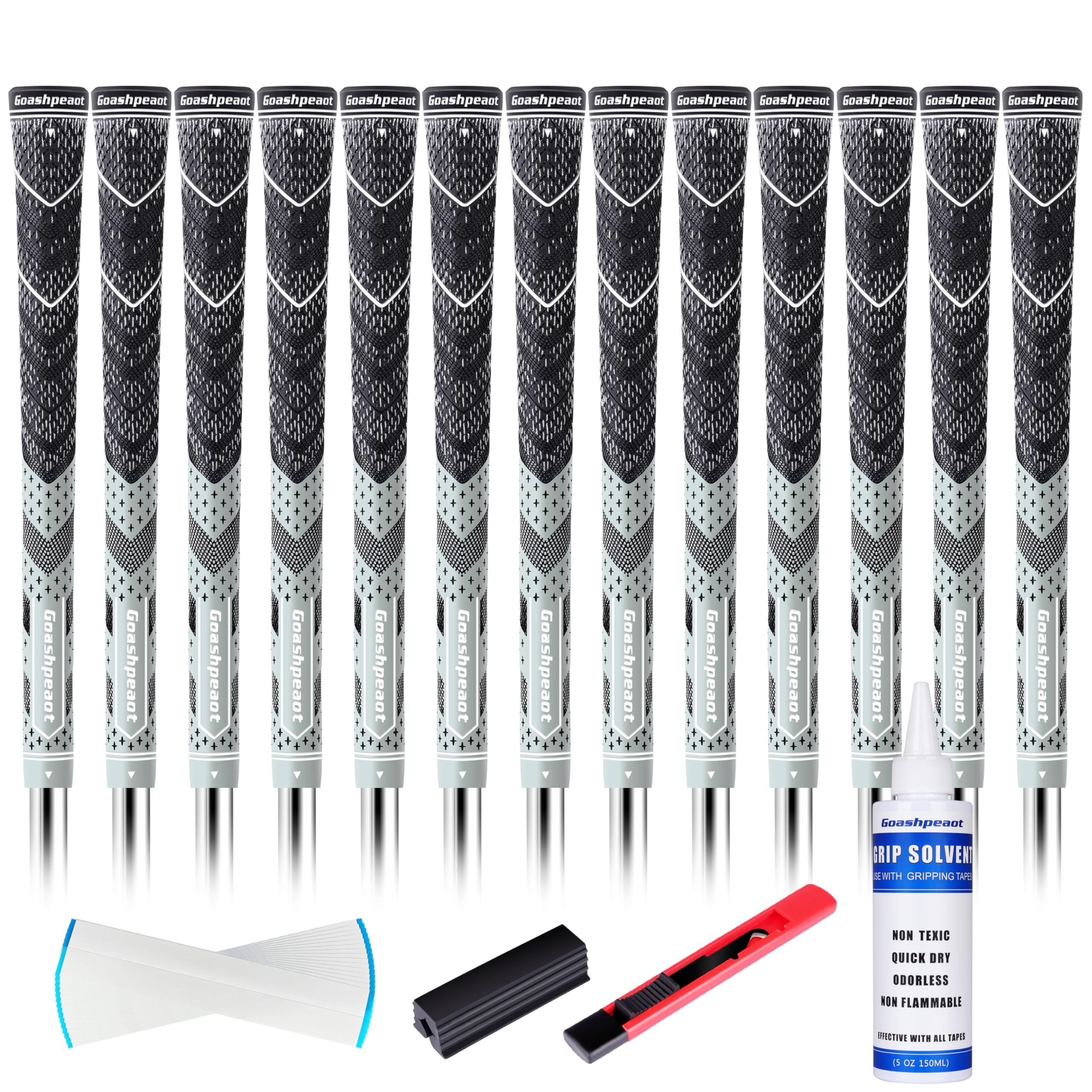 Goashpeaot Cross Cord Golf Grips 13 Pack with Golf Grip Kit，Premium Hybrid, Anti-Slip Golf Club Grips, High Feedback & All Weather Performance Golf