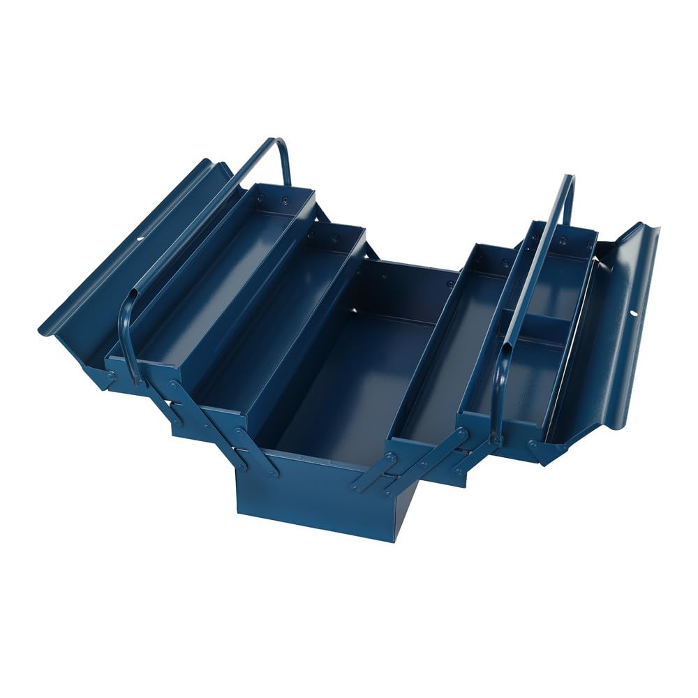 Dönges Caja de herramientas de metal vacía con 5 compartimentos, 53 x 20 x 20 cm, con 21 L de volumen, robusta y fiable, fabricada en la UE, caja de herramientas retro profesional sin herramientas