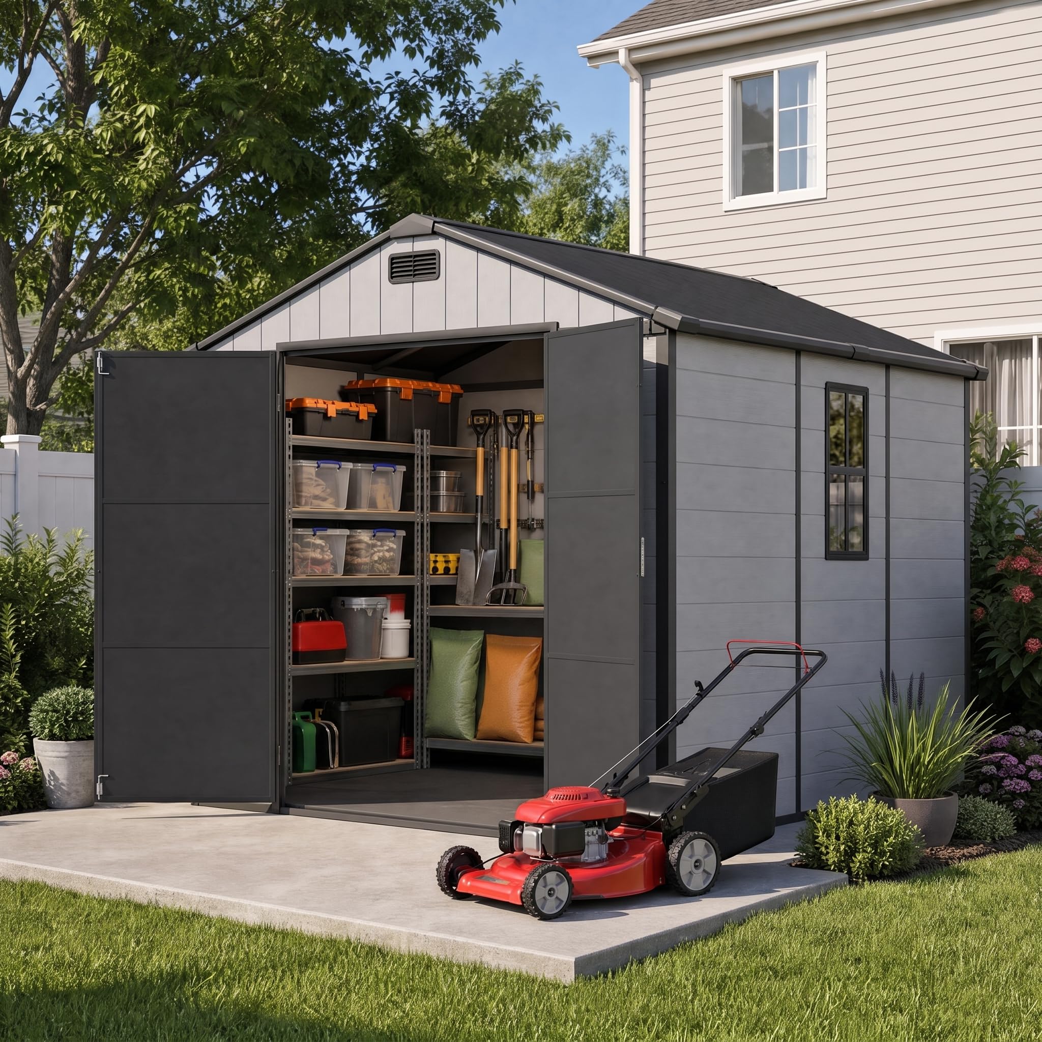 Devoko 8 x 10 FT Resin Storage Shed with Floor