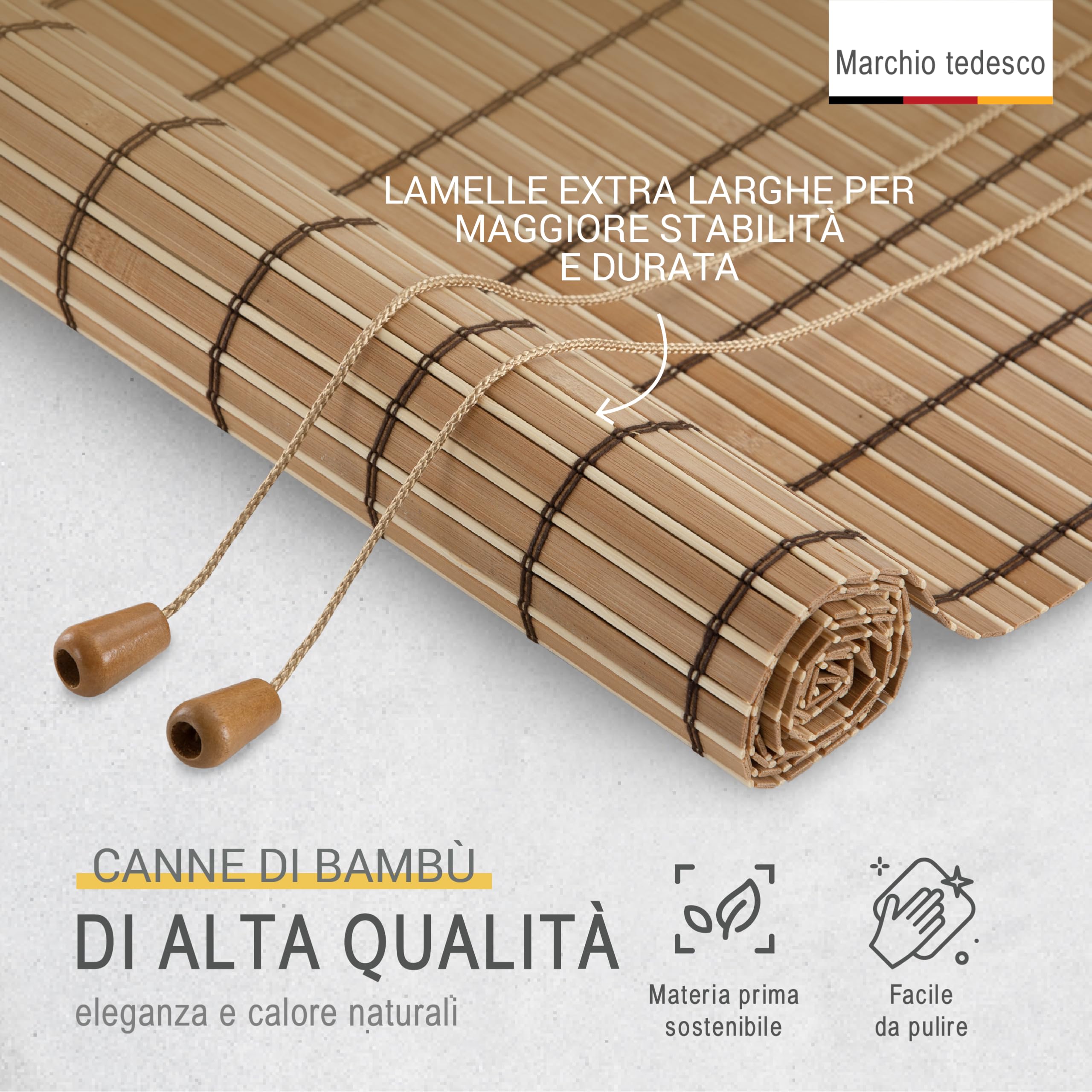 Sol Royal Tenda a Rullo in Bambù senza Fori per Finestra Interna Oscurante | 120x160cm Teak Legno Naturale Avvolgibile Protezione Solare e Privacy forare veneziana tapparella BR7