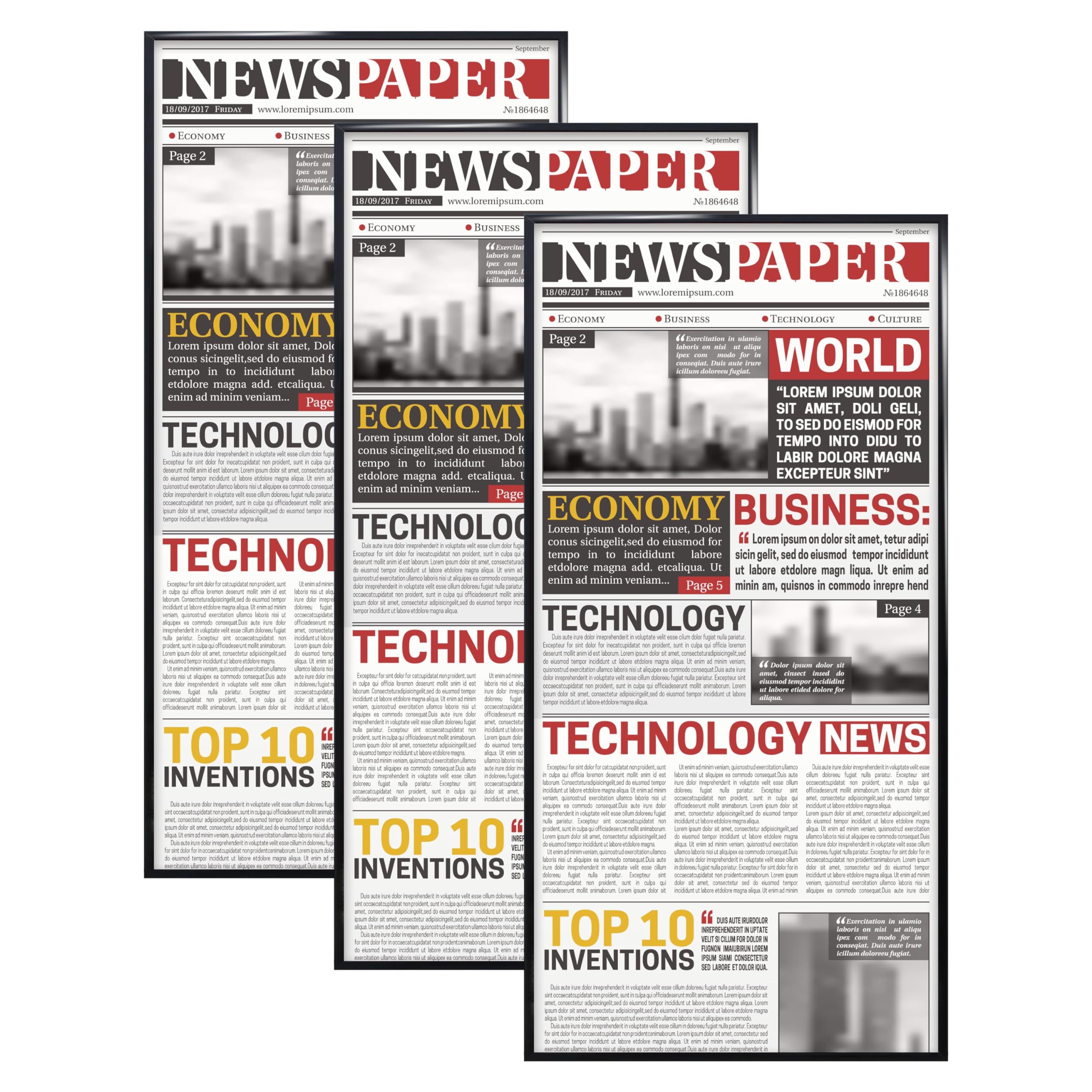 Photo 1 of ELSKER&HOME 11x22 newspaper Frame 3 Pack, Black 11x22 Picture Frame for Horizontal or Vertical Wall Mounting, Sturdy and Scratch-proof Black 11 x 22